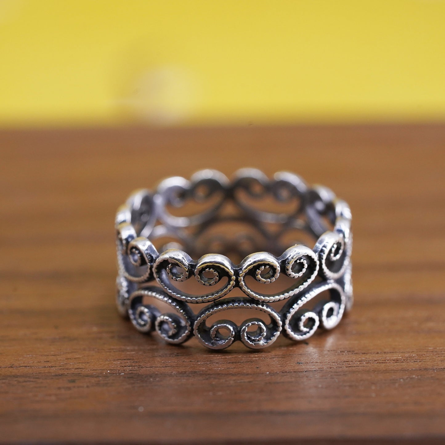 Size 6, vintage Sterling silver handmade ring, 925 filigree band