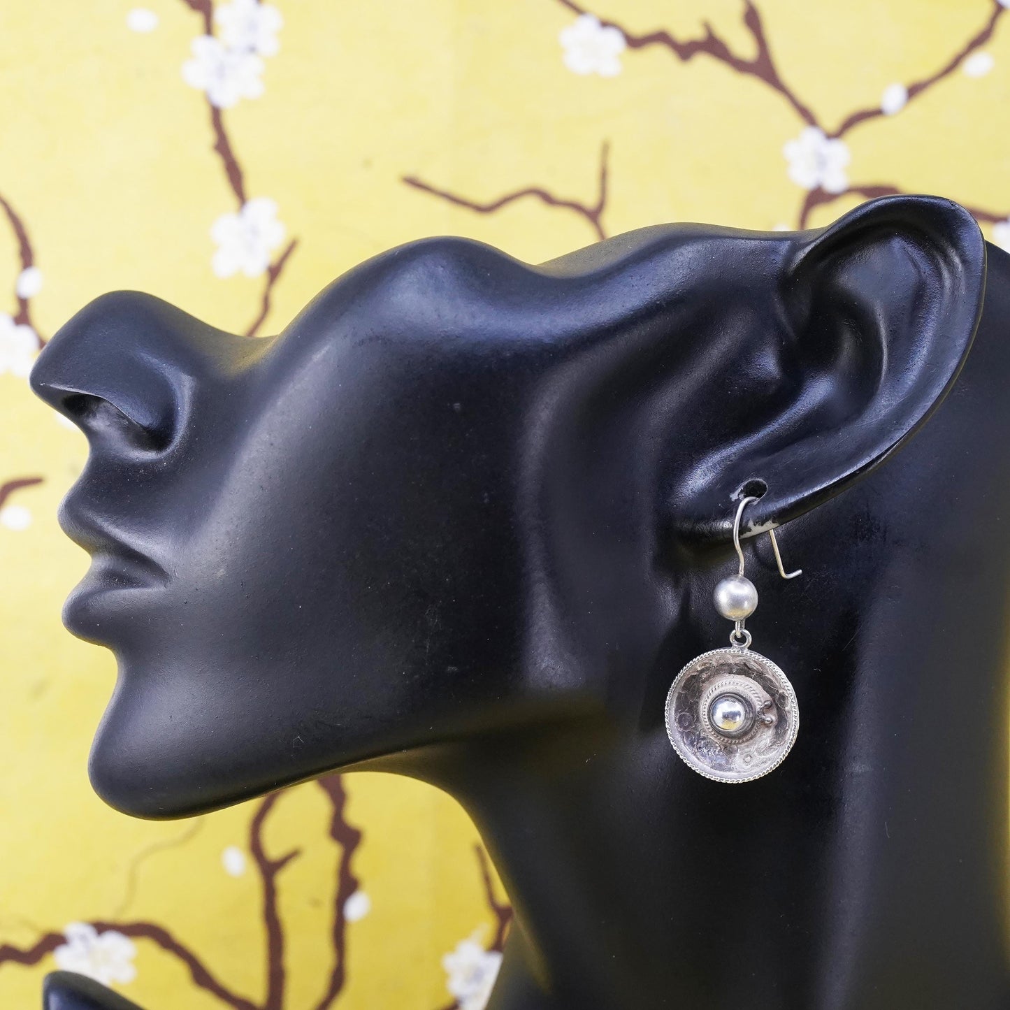 Sterling silver handmade earrings, southwestern style 925 sombrero Mexican hat