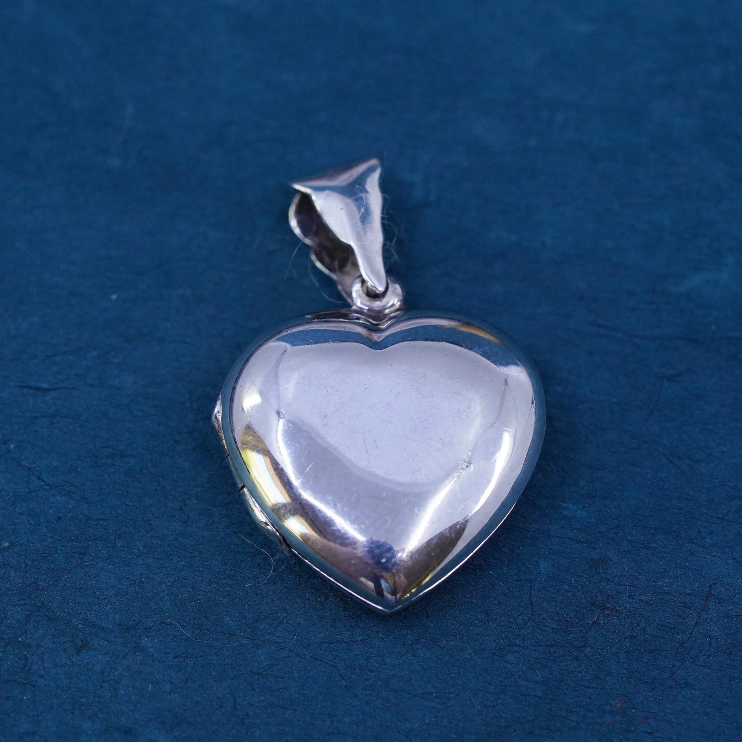 Vintage Sterling silver handmade pendant, 925 heart photo locket with mom