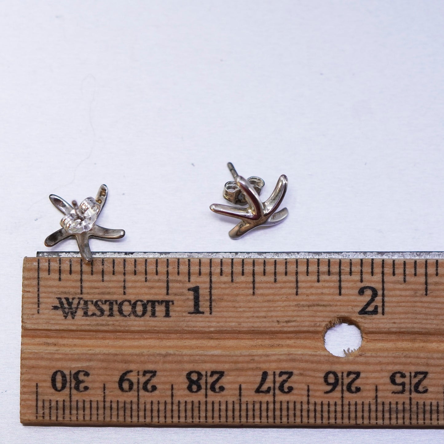 Vintage Sterling 925 silver handmade star starfish earrings, studs