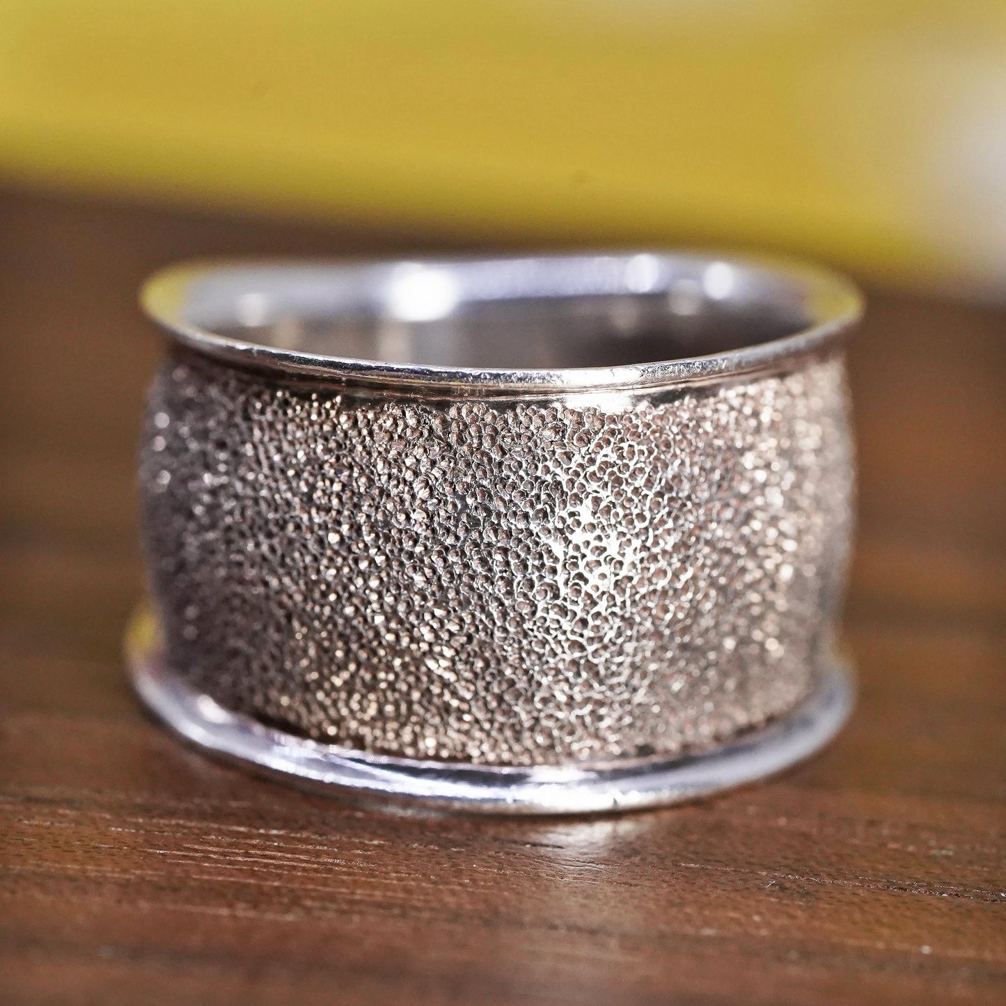 Size 7, vintage Sterling silver handmade ring, glittering 925 ribbed band