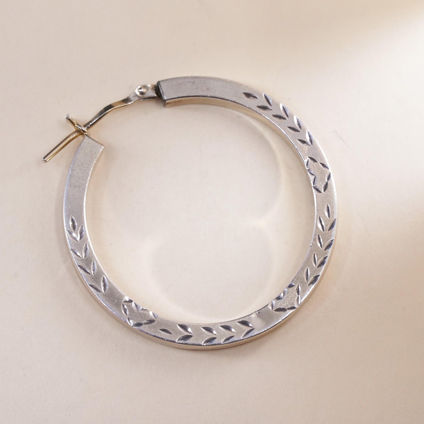 1.5", vermeil gold over sterling 925 silver loop single earring, primitive hoop