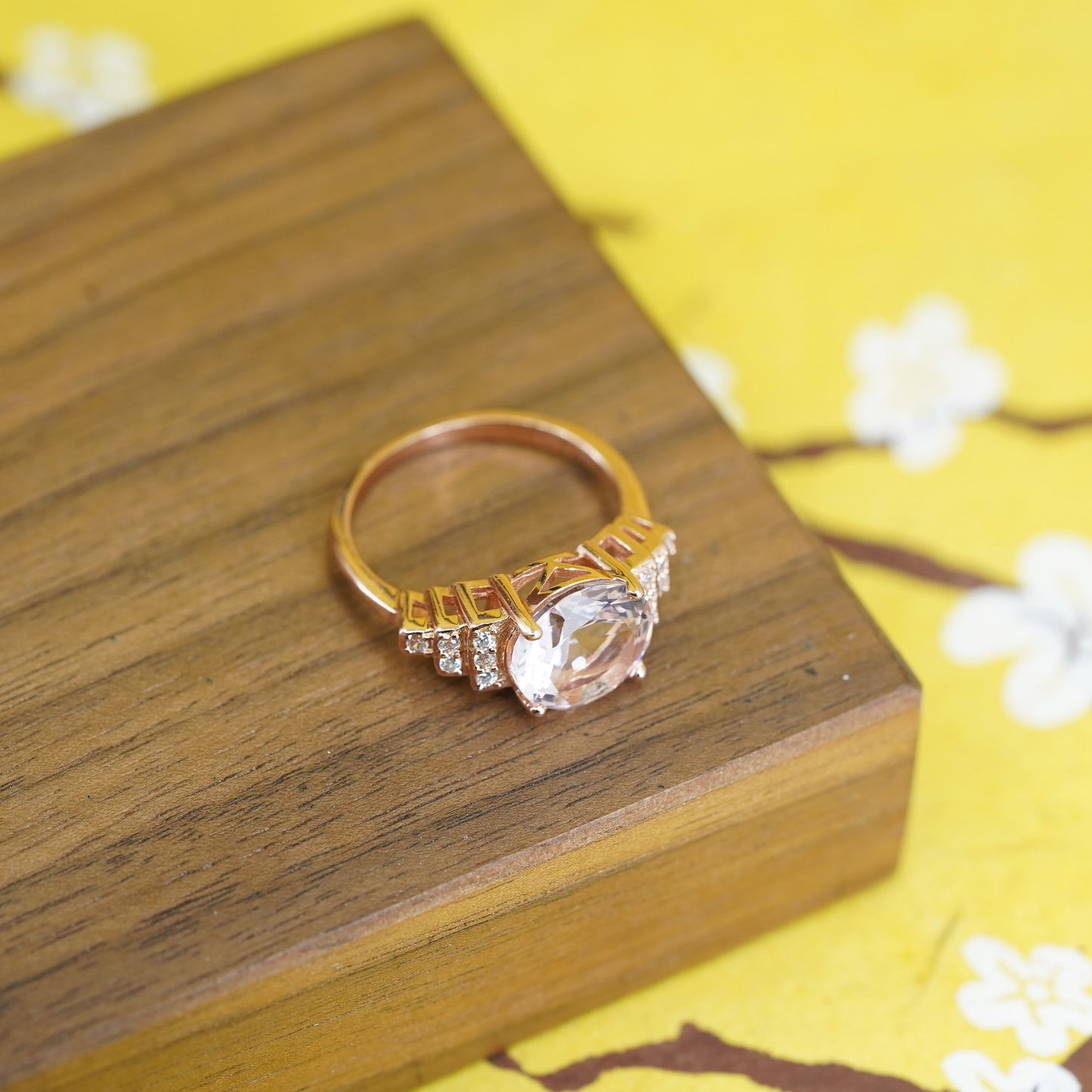 Size 7.75, vintage rose gold filled Sterling silver 925 ring with cz