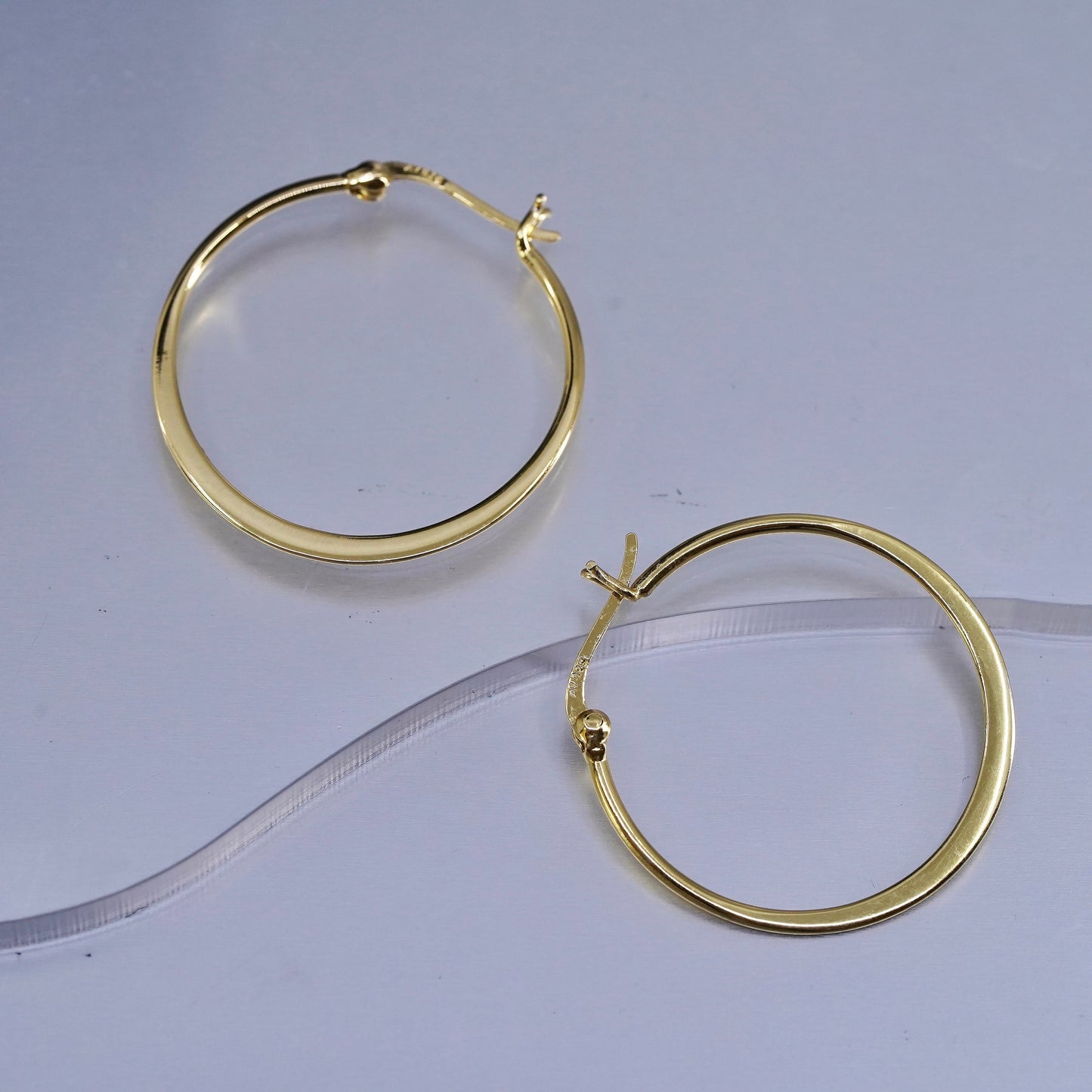 1.25”, Italian vermeil gold over Sterling silver handmade earrings, 925 hoops