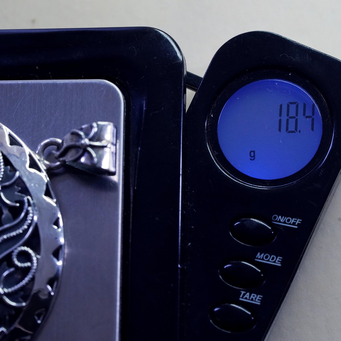 vintage sterling silver handmade huge pendant, 925 filigree floral circle