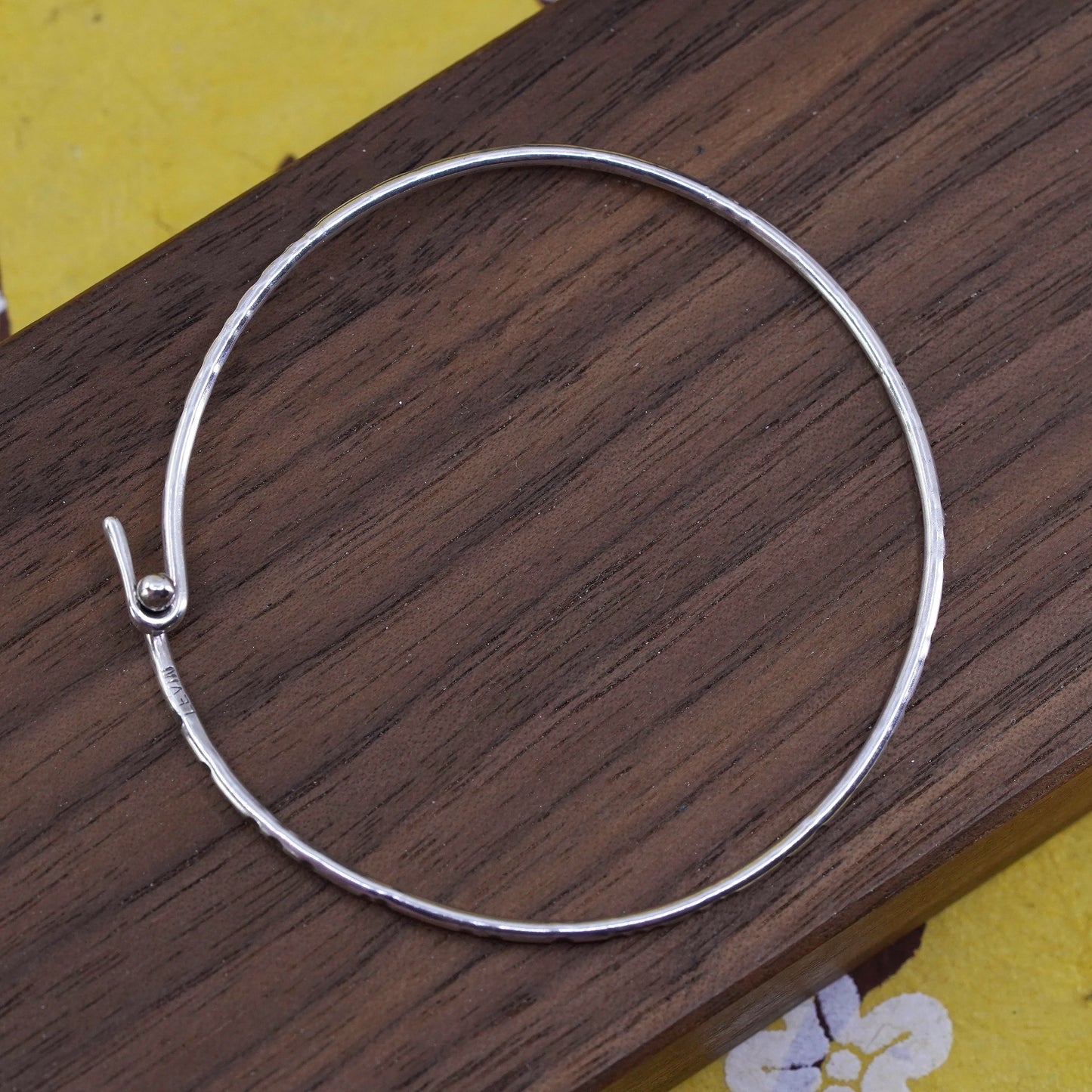 7", Vintage Sterling silver handmade stackable bracelet, 925 hinged bangle