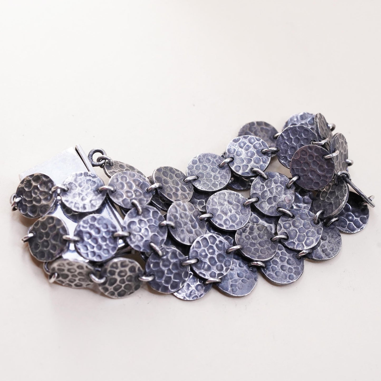 6.5”, Exex Claudia Agudelo oxidized sterling 925 silver multi strands bracelet