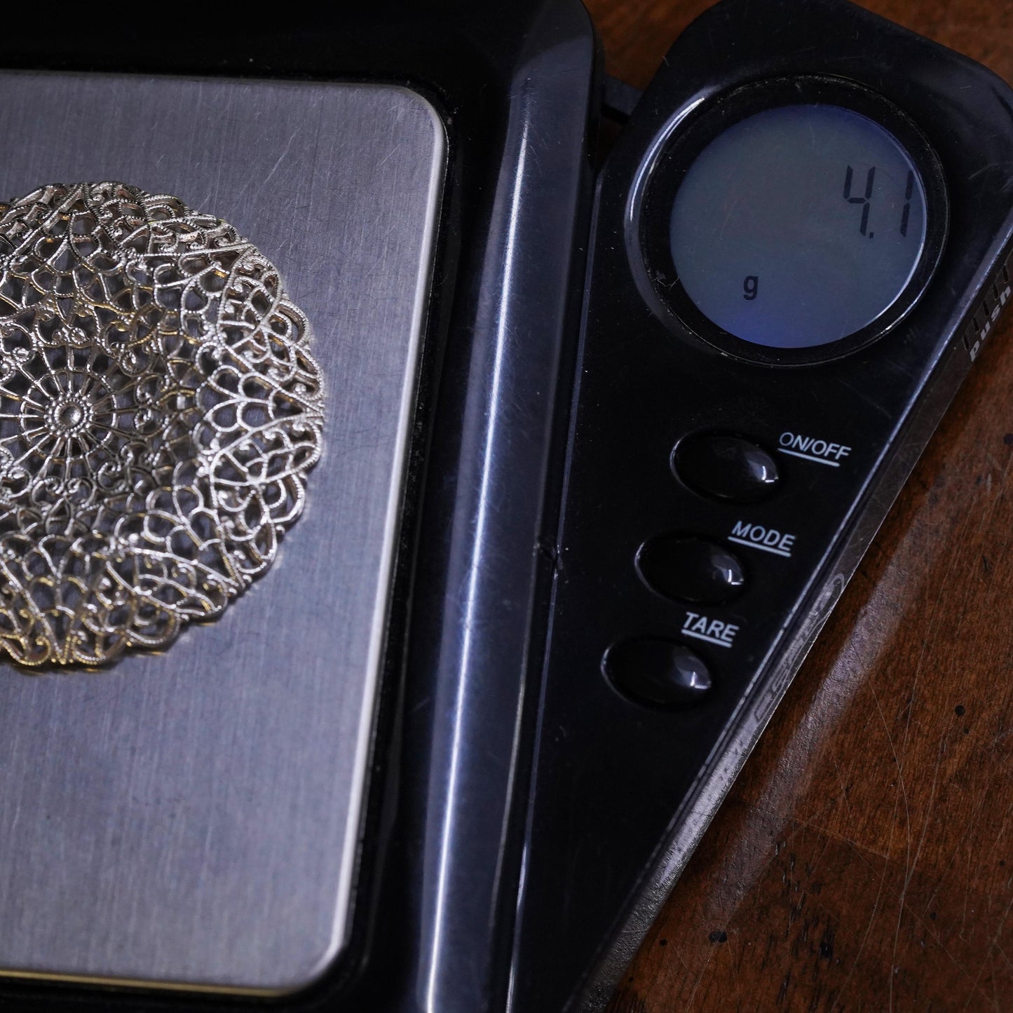 vintage sterling silver handmade charm, 925 filigree circle pendant