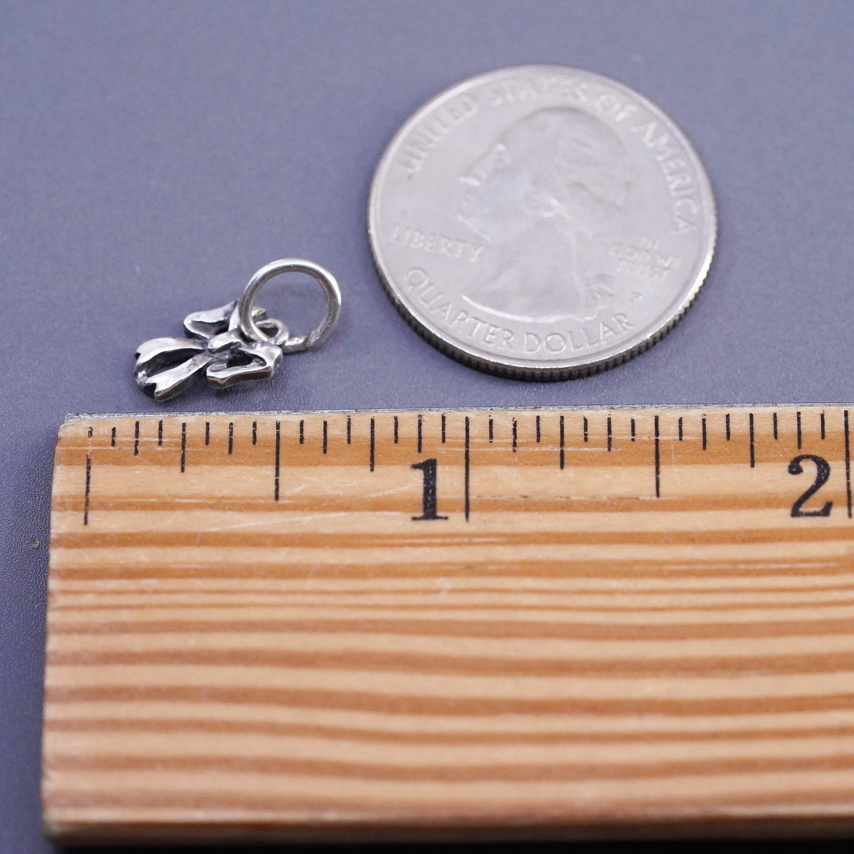 Vintage Sterling silver handmade pendant, 925 ribbon charm