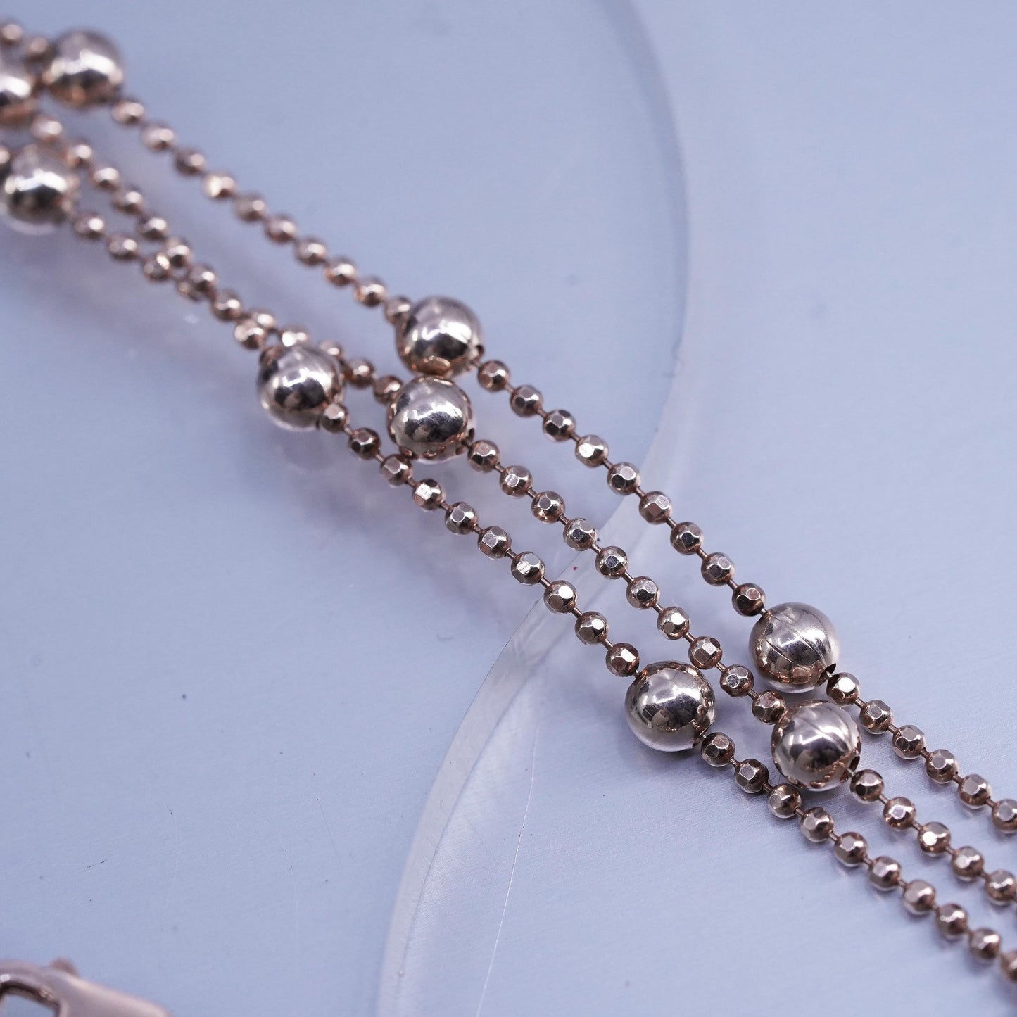 18”, vermeil rose gold Sterling 925 silver bead chains, multi strands necklace