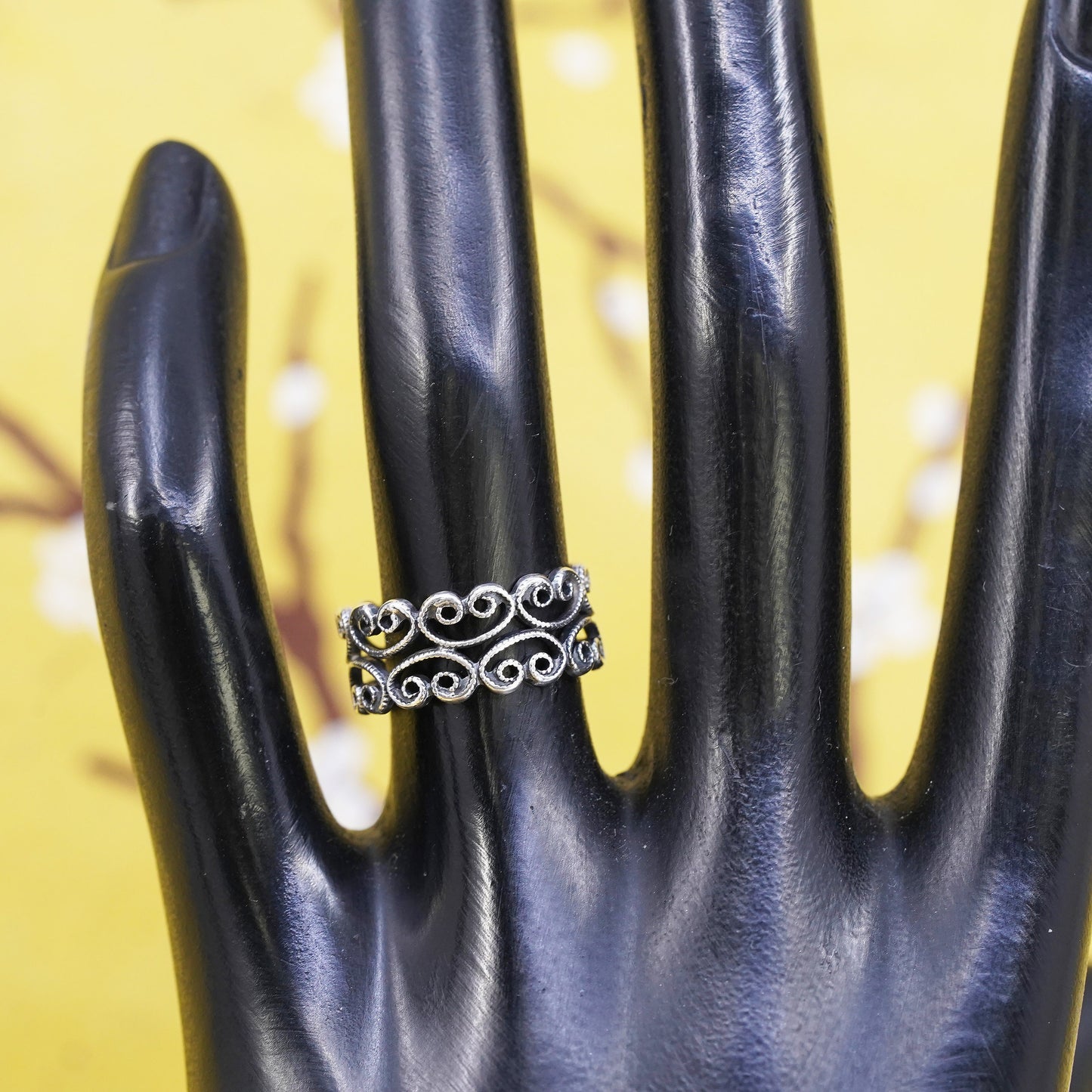 Size 6, vintage Sterling silver handmade ring, 925 filigree band