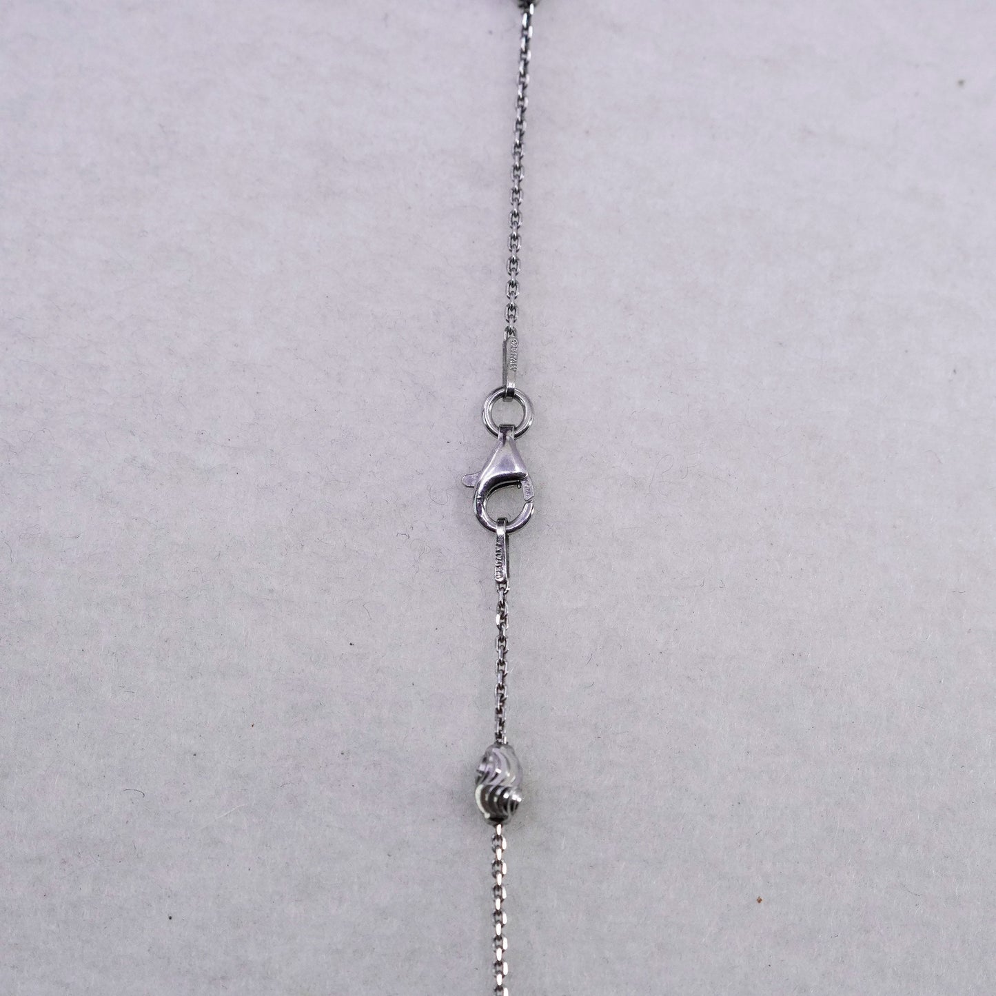 24” 1mm, vintage Italy Sterling 925 silver circle chain necklace with beads