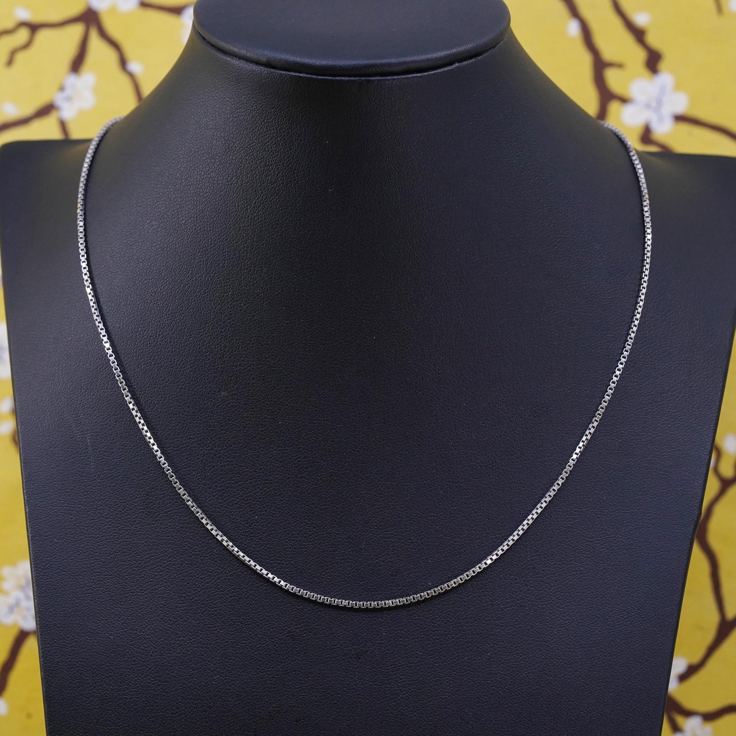 18”, 1.6mm, vintage Sterling silver box chain, Italy 925 necklace