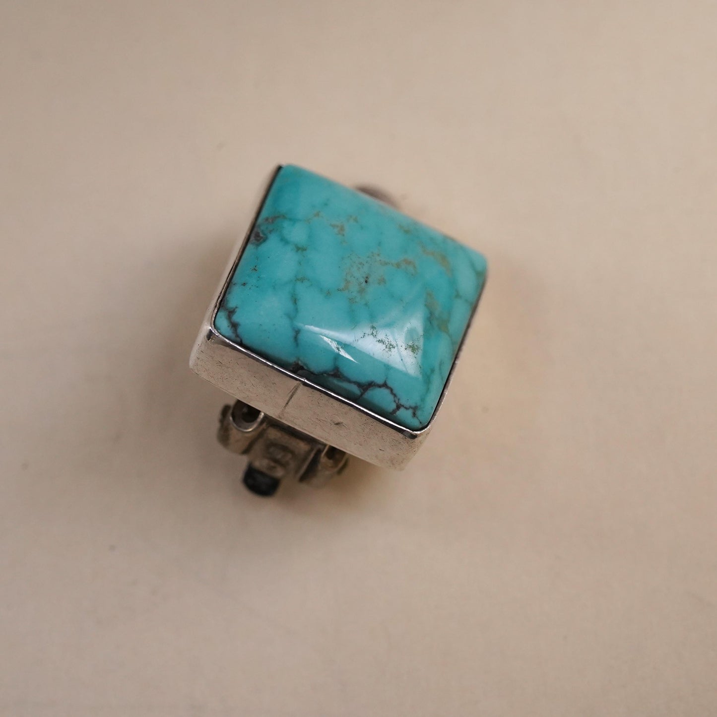 Native American Spencer sterling silver single earring, 925 clip on turquoise