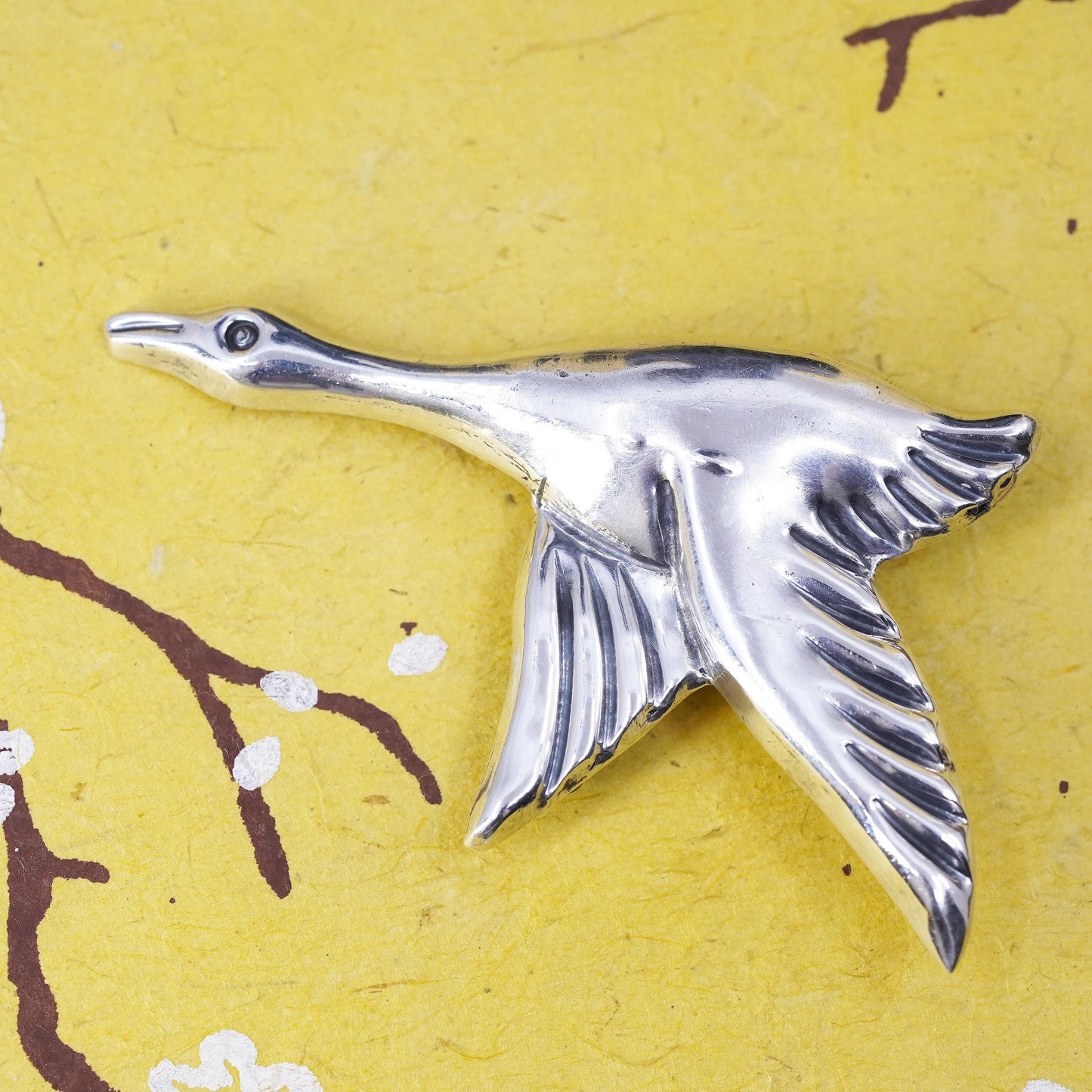 Vintage southwestern Mexican handmade sterling 925 silver bird Geese brooch pin