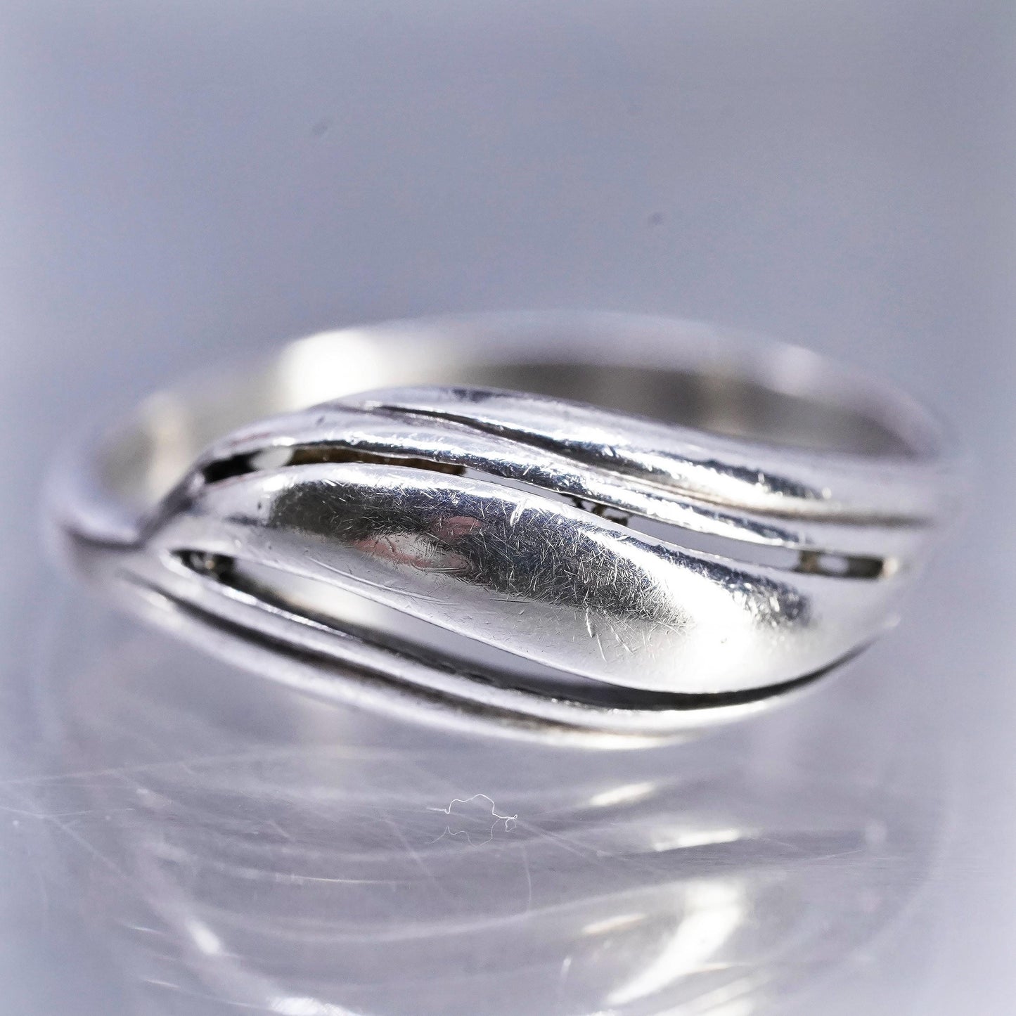 size 6.5, Vintage Sterling Silver Handmade Ring, 925 wave Band