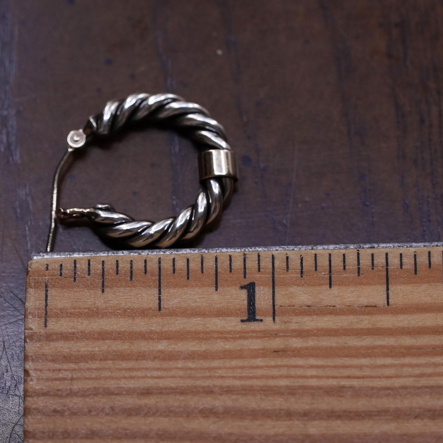 0.75” NABCO Sterling Silver 14k Gold Twisted Cable Rope Hoop single 1 earring