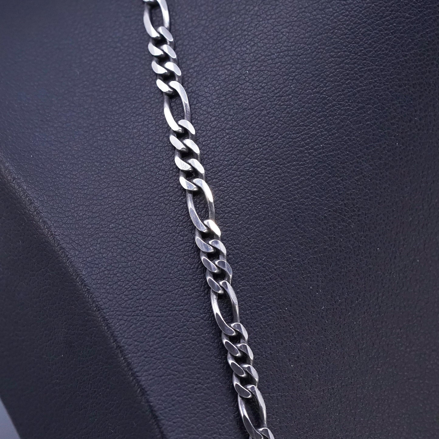 24" 4mm, vintage Sterling 925 silver figaro chain necklace
