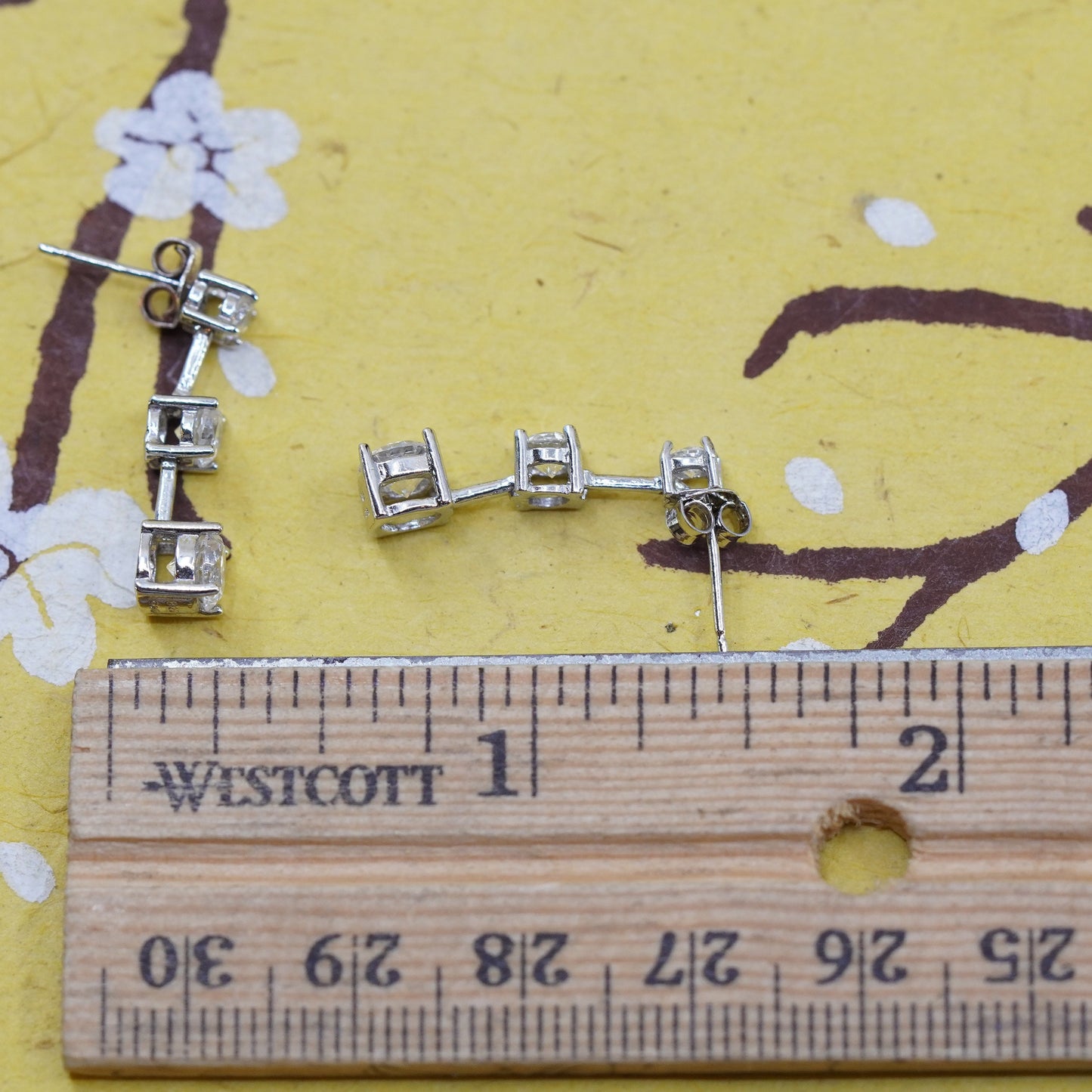 vintage Sterling 925 silver earrings with cz, stamped 925