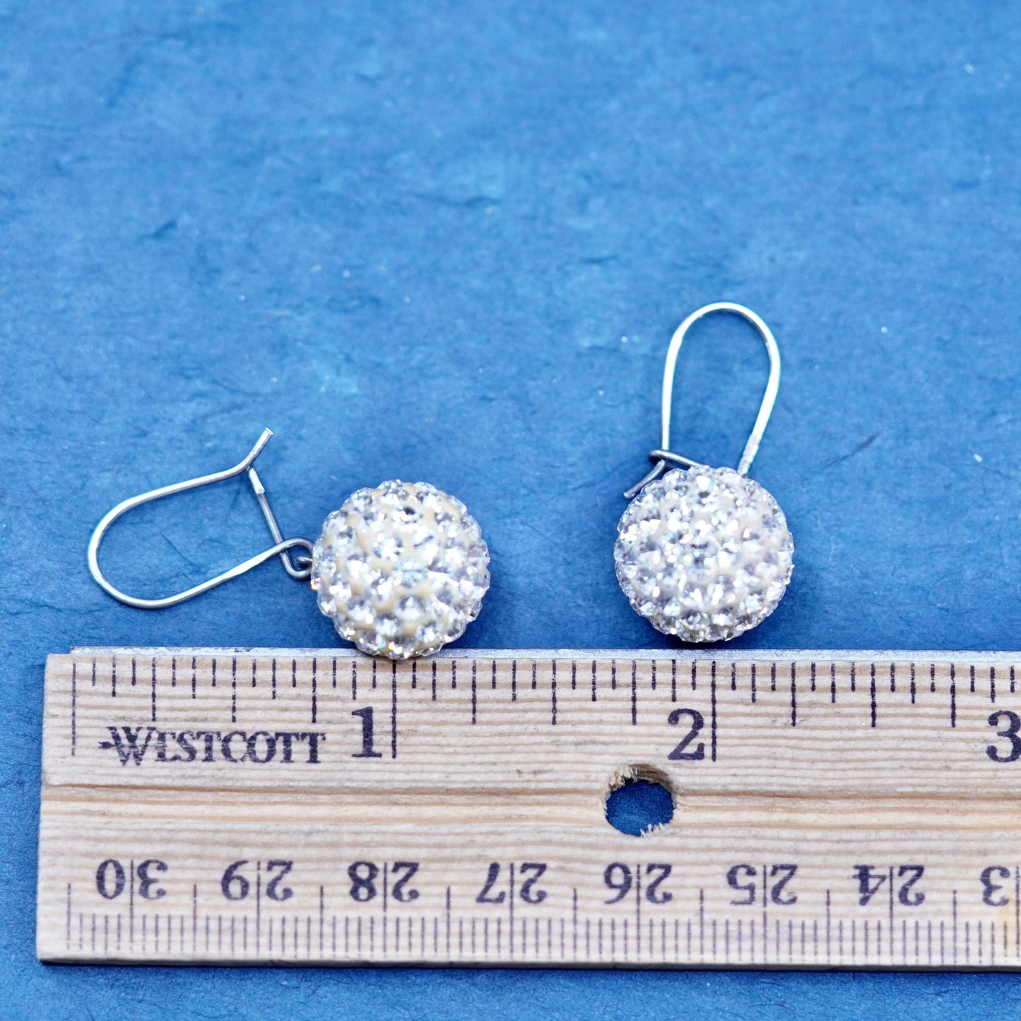 Vintage sterling 925 silver handmade bead earrings with cluster Cz