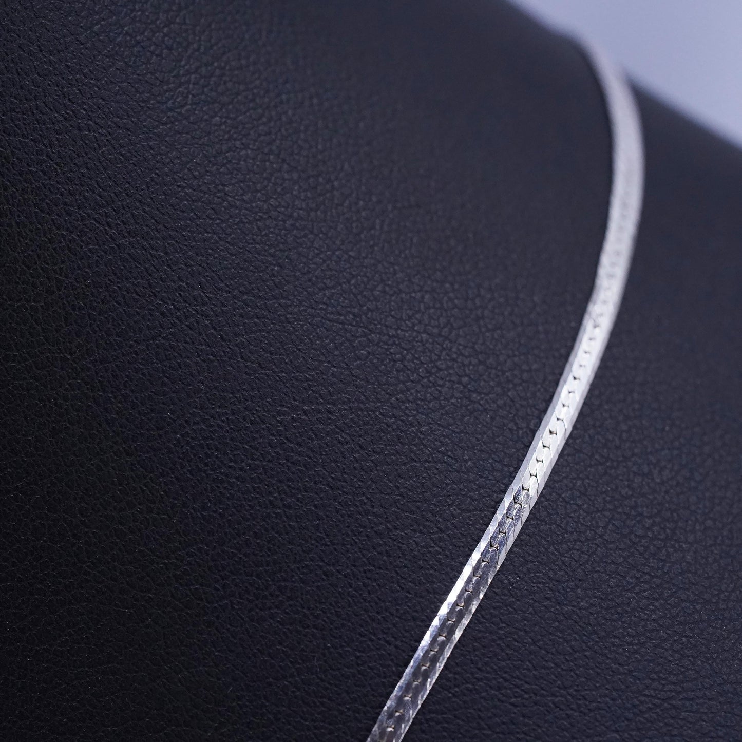 16" 2mm, vintage Sterling silver handmade chain, 925 herringbone necklace