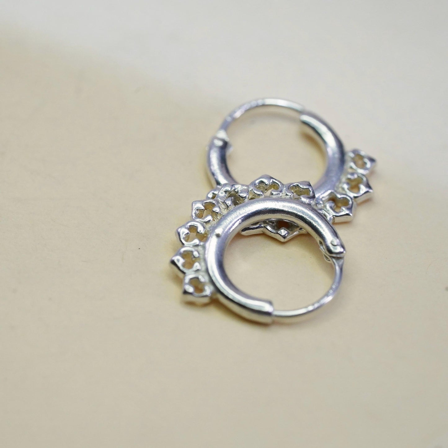 10mm, Vintage sterling silver loop earrings, fashion, fine 925 silver hoops
