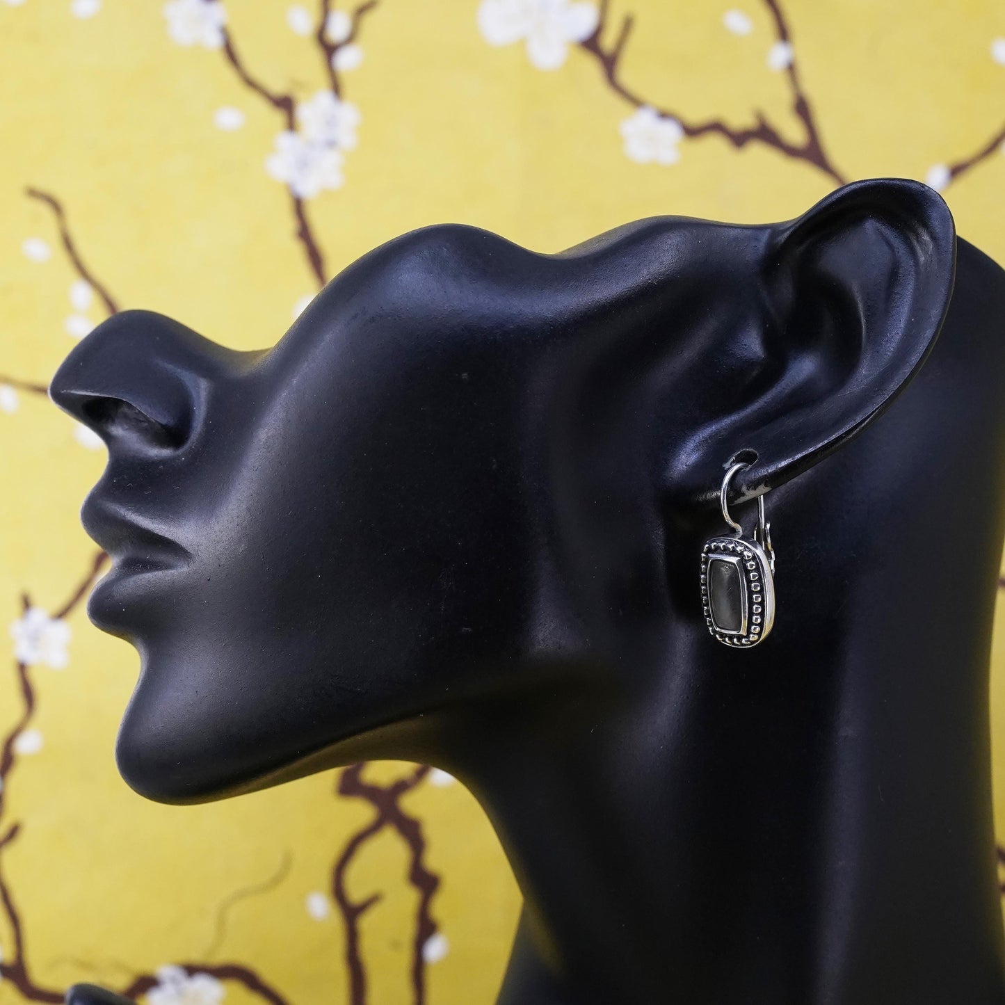 Vintage Sterling 925 silver handmade earrings with abalone and beads around