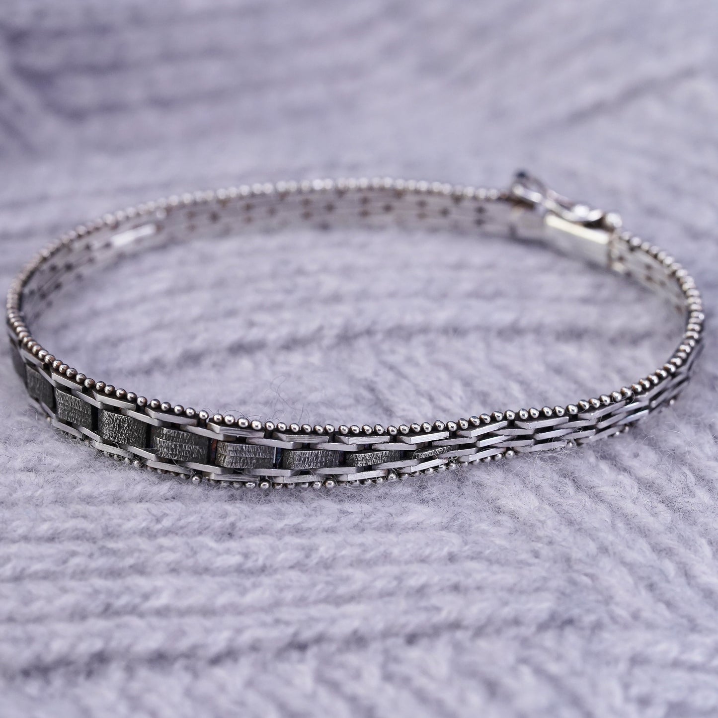 7.25", Vintage Italian sterling 925 silver chain, Italy Riccio bracelet