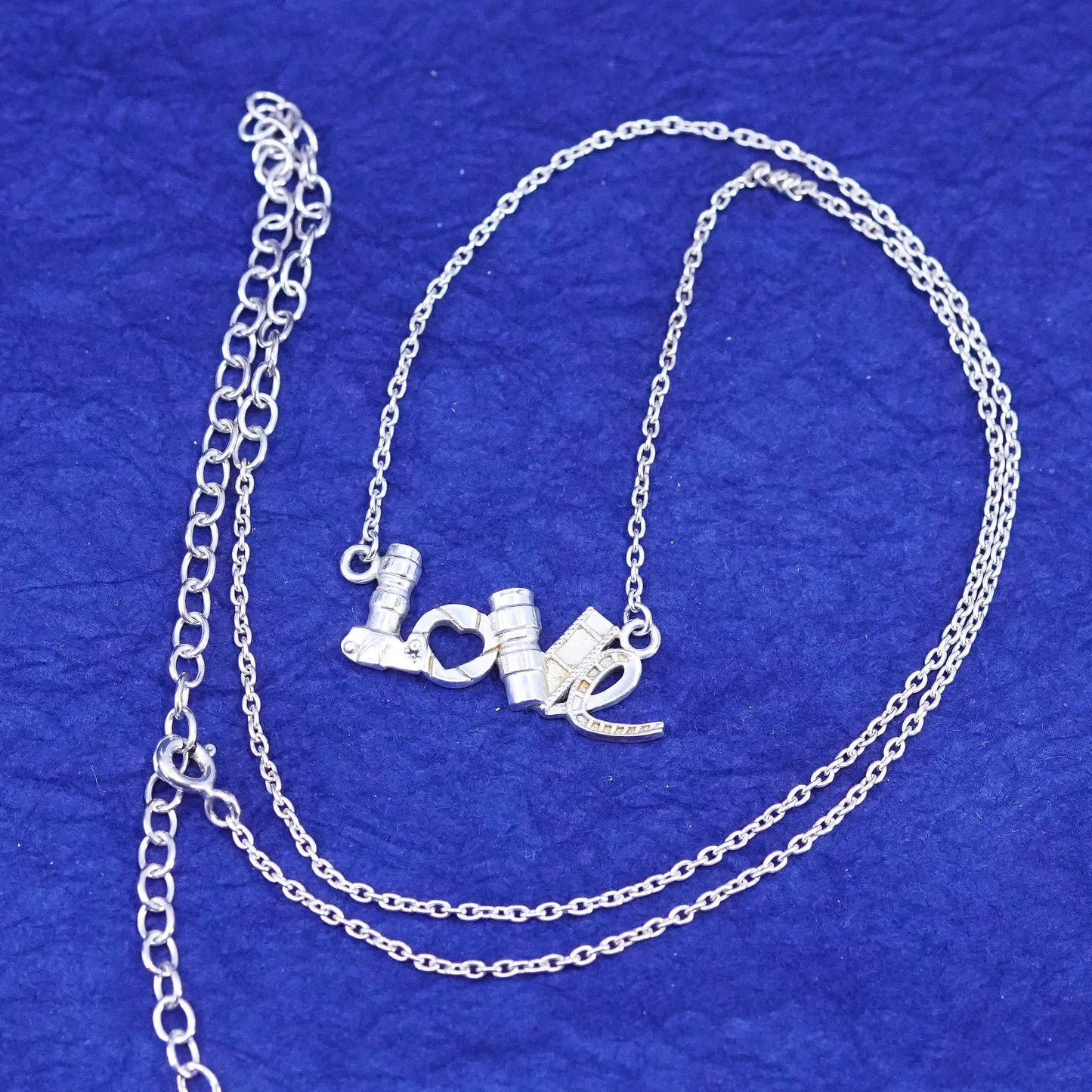 16+6”, Sterling silver handmade necklace, 925 circle chain with love pendant