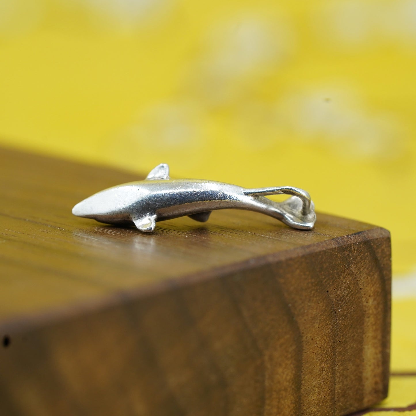 Vintage Sterling silver handmade pendant, 925 dolphin charm
