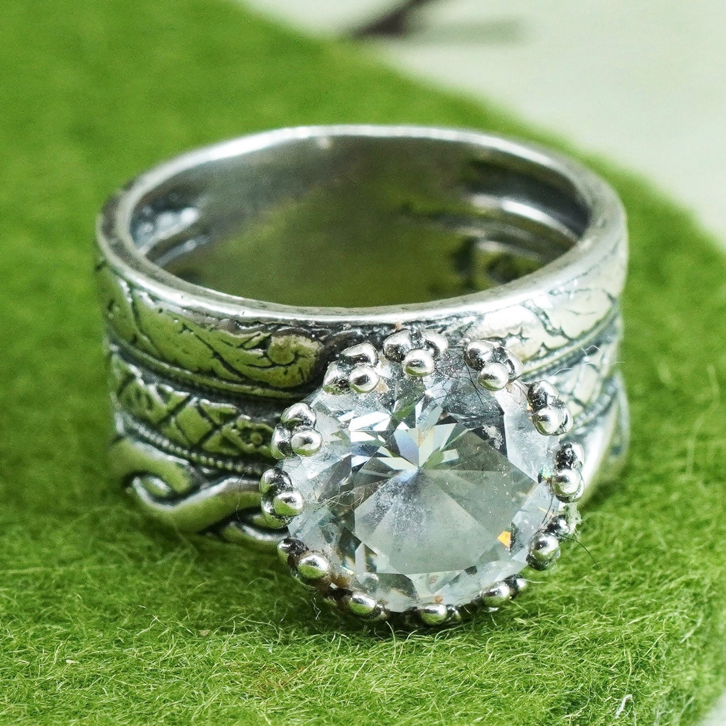 Size 4.5, Silpada sterling silver 925 ‘Bristol’ Cubic Zirconia Textured Ring