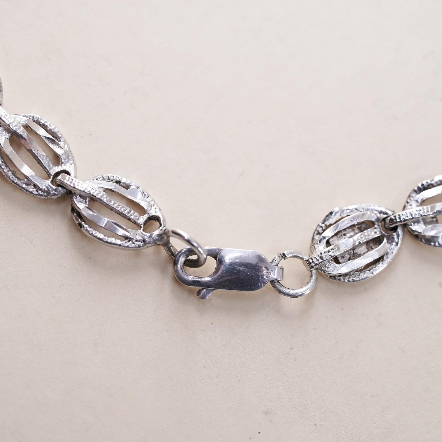 7", vintage sterling 925 silver handmade tennis shell bracelet