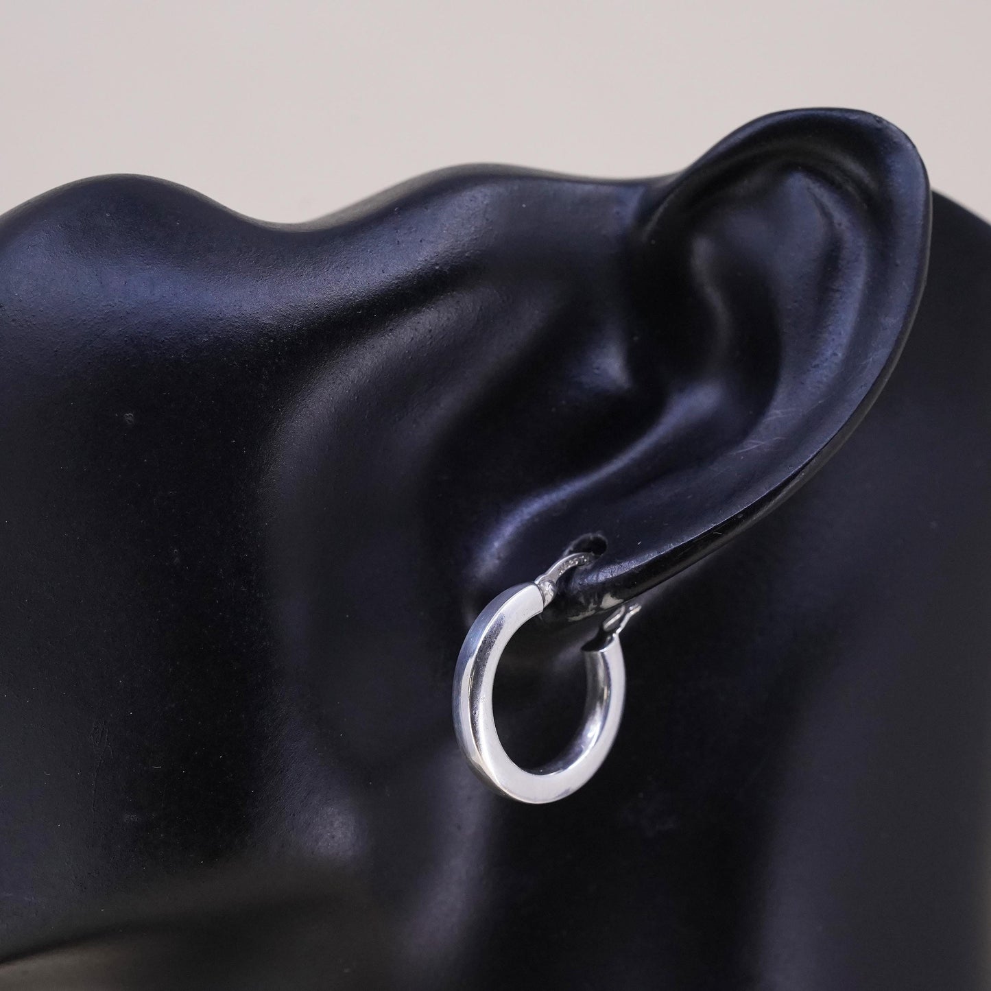 0.75", Vintage sterling silver loop single earring, minimalist primitive hoop
