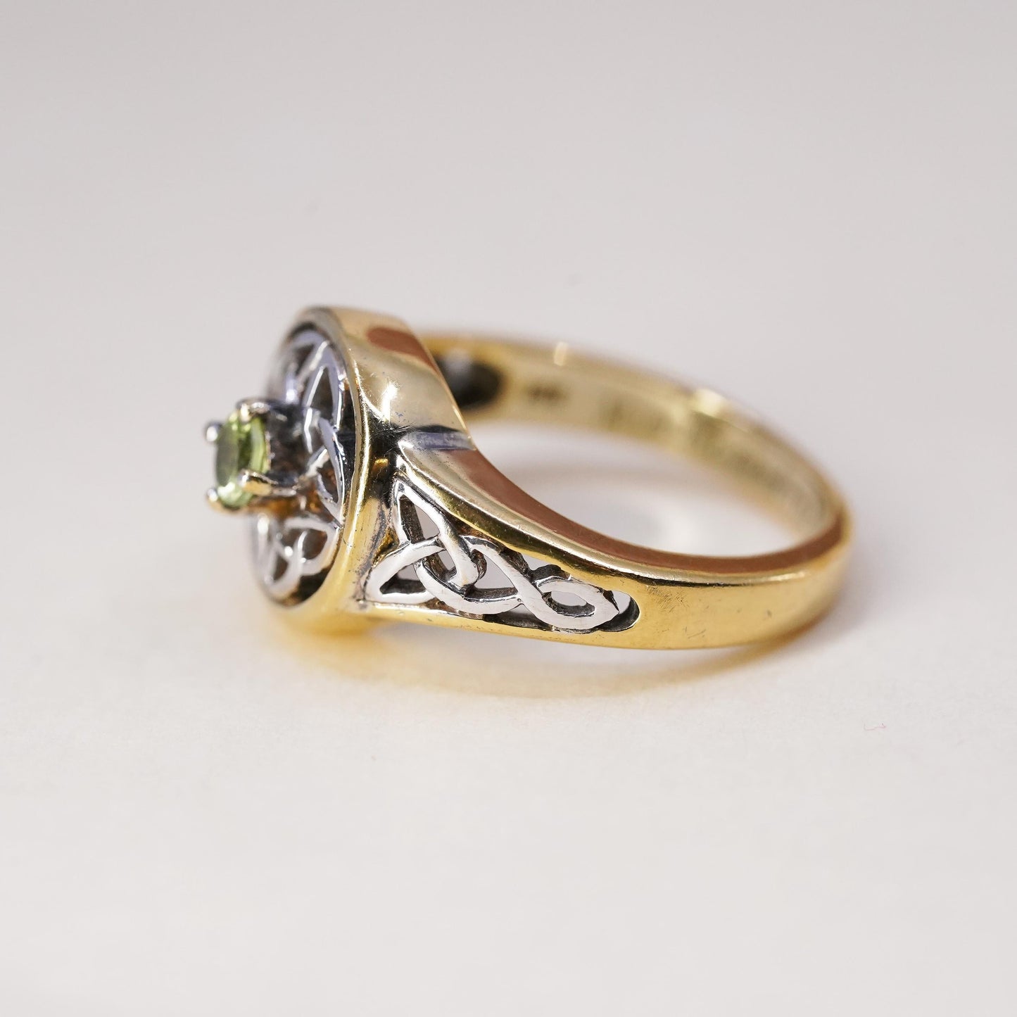 Size 6.5, vermeil gold BGE Sterling 925 silver ring peridot may the road rise