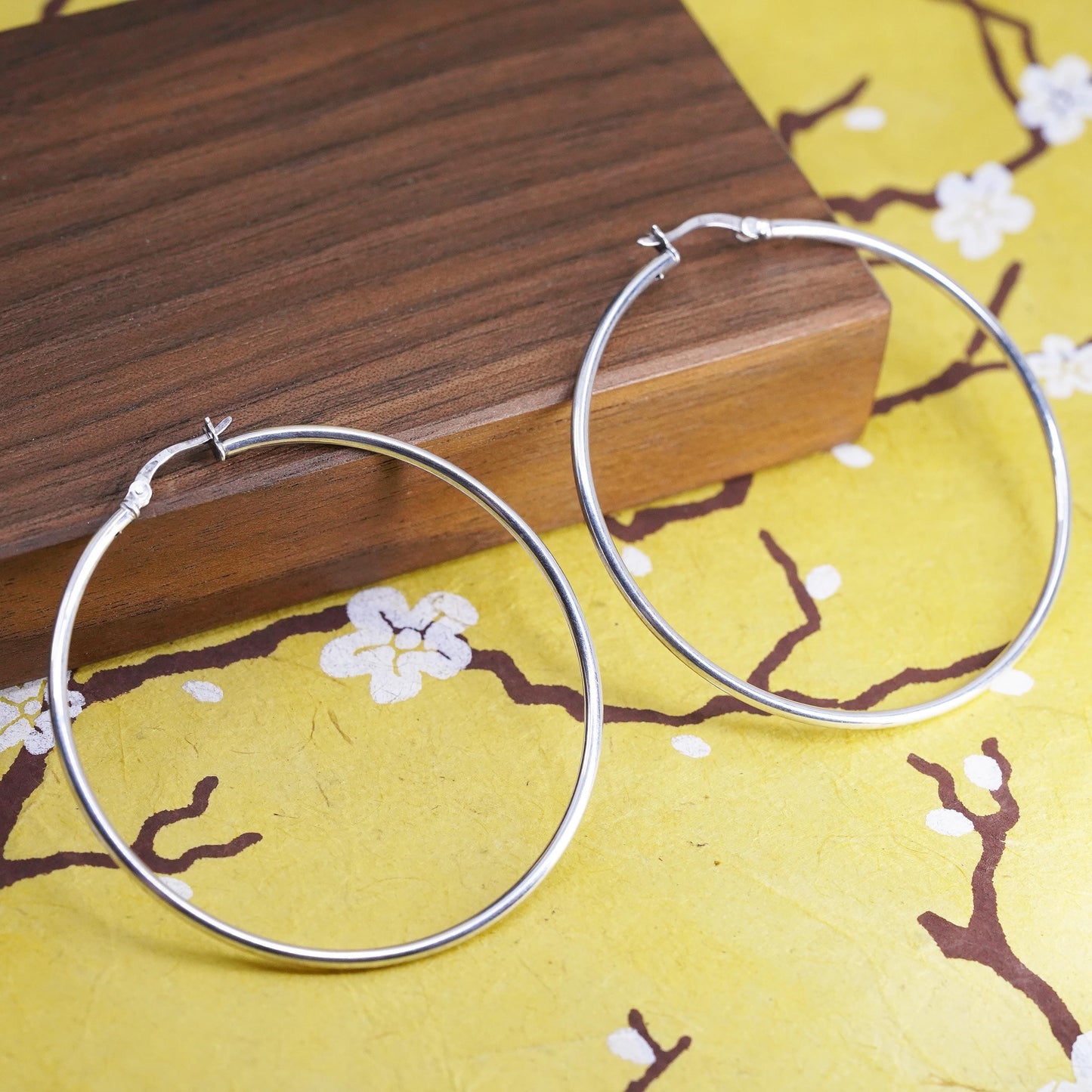 2", vintage Sterling silver handmade earrings, 925 hoops