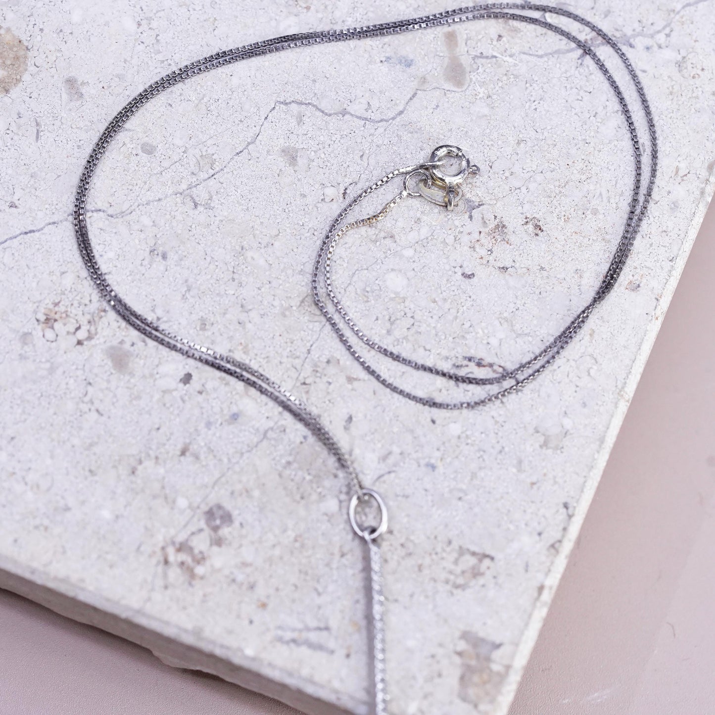 18”, Origami Owl jewelry 925 sterling silver box necklace, 925 cluster cz charm
