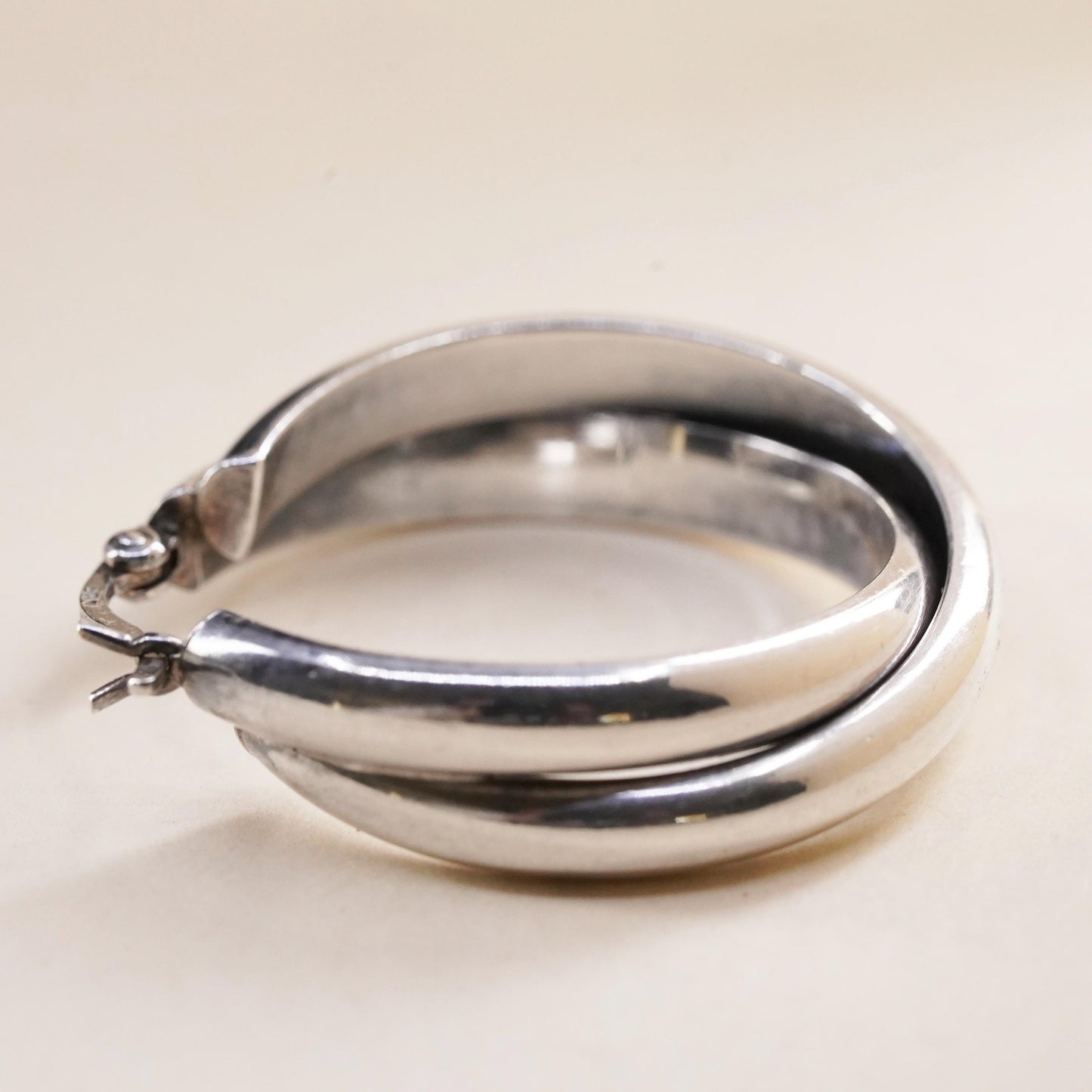 1.25", VTG sterling 925 silver loop single earring, entwined minimalist hoop