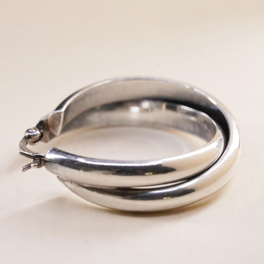 1.25", VTG sterling 925 silver loop single earring, entwined minimalist hoop