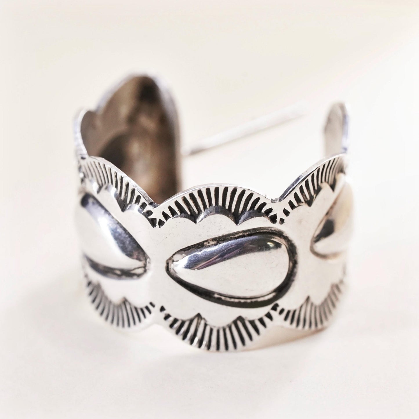 Vintage Native American single earring. Sterling 925 silver huggie stud