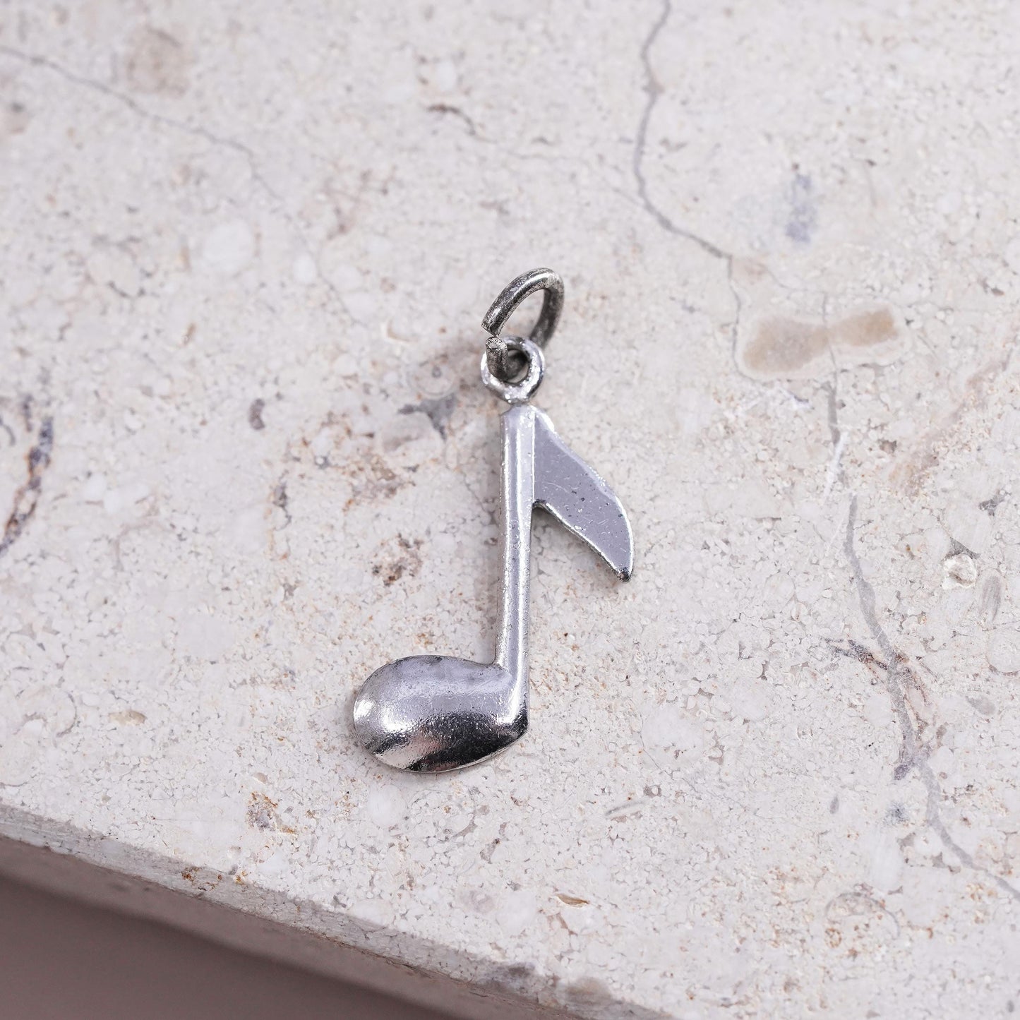 Vintage Sterling silver handmade pendant, 925 music note charm