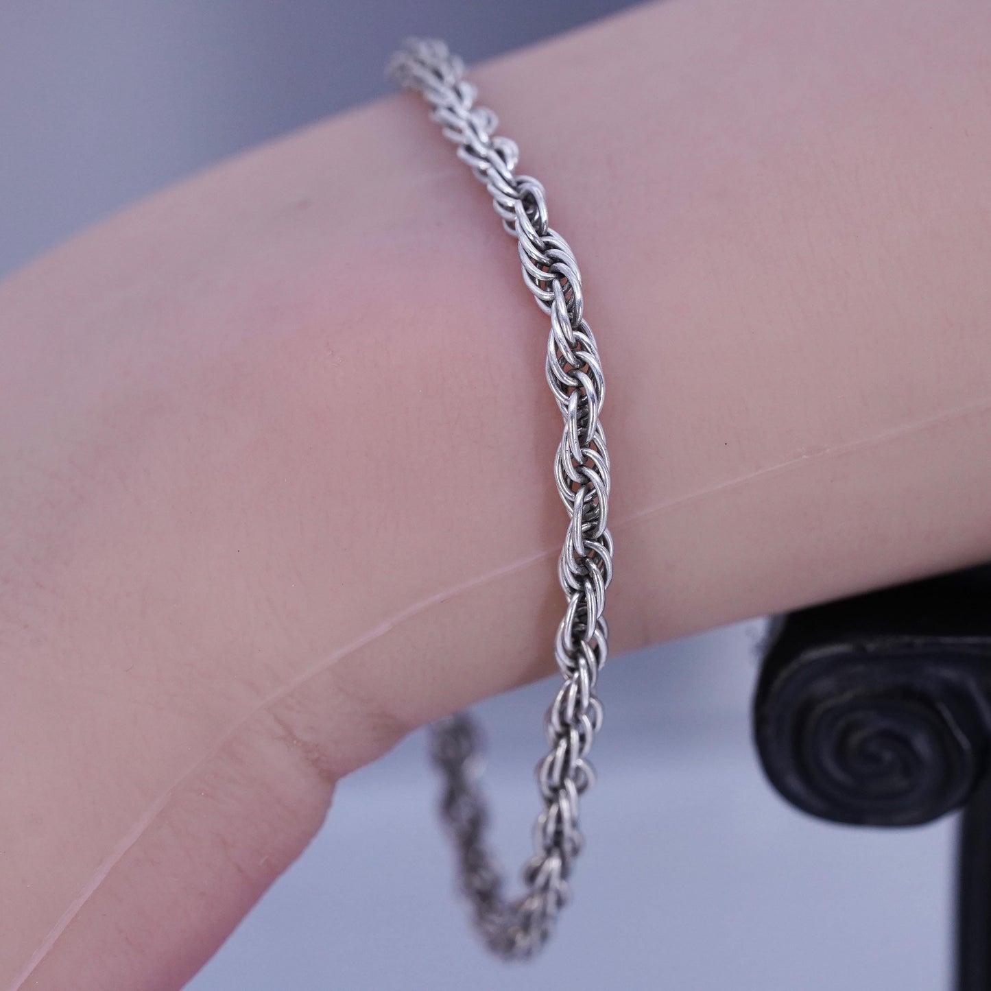 7”, vintage Italian Milor Sterling 925 silver bracelet, Singapore rope chain