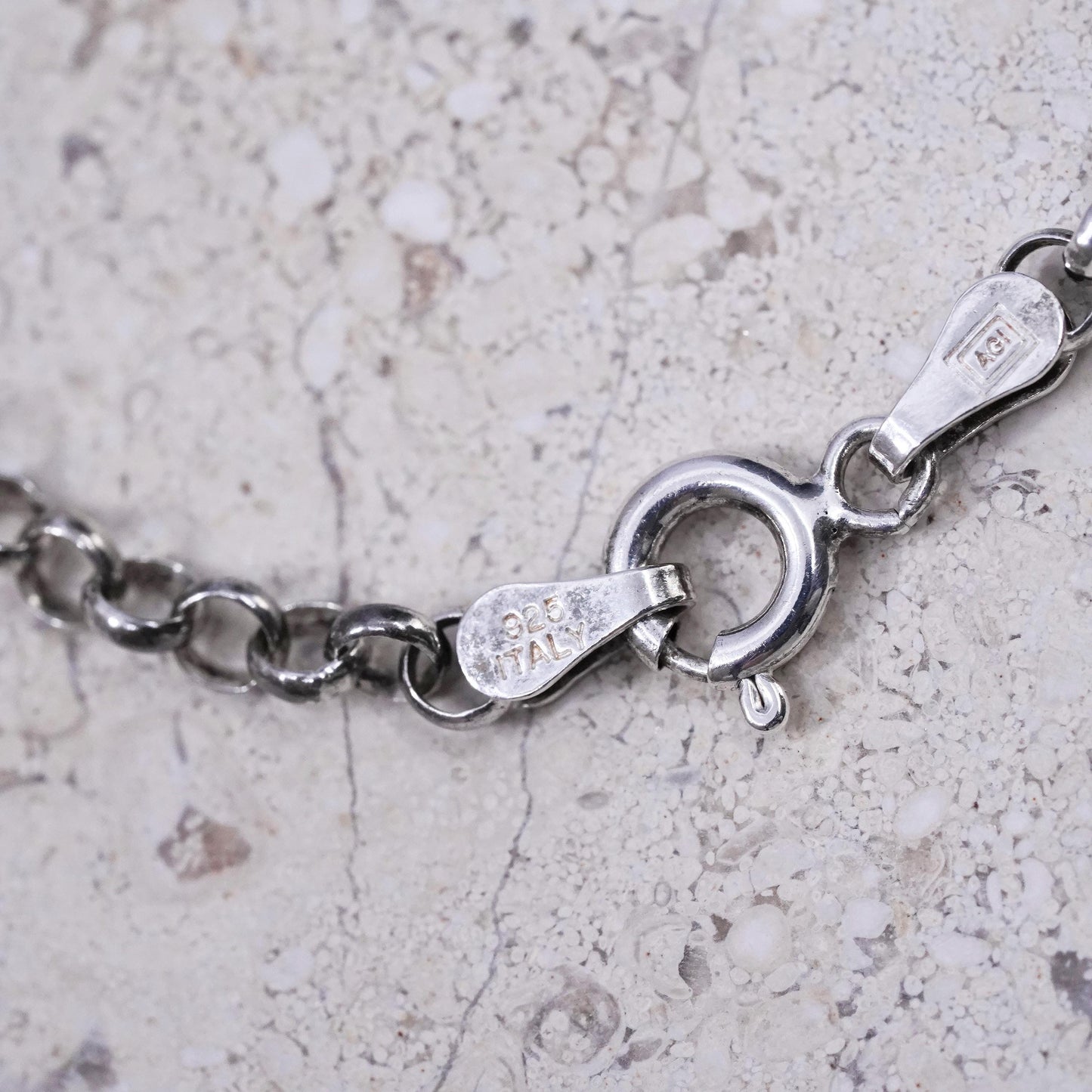20”, Sterling silver charm necklace, 925 circle chain with heart pendant Emma