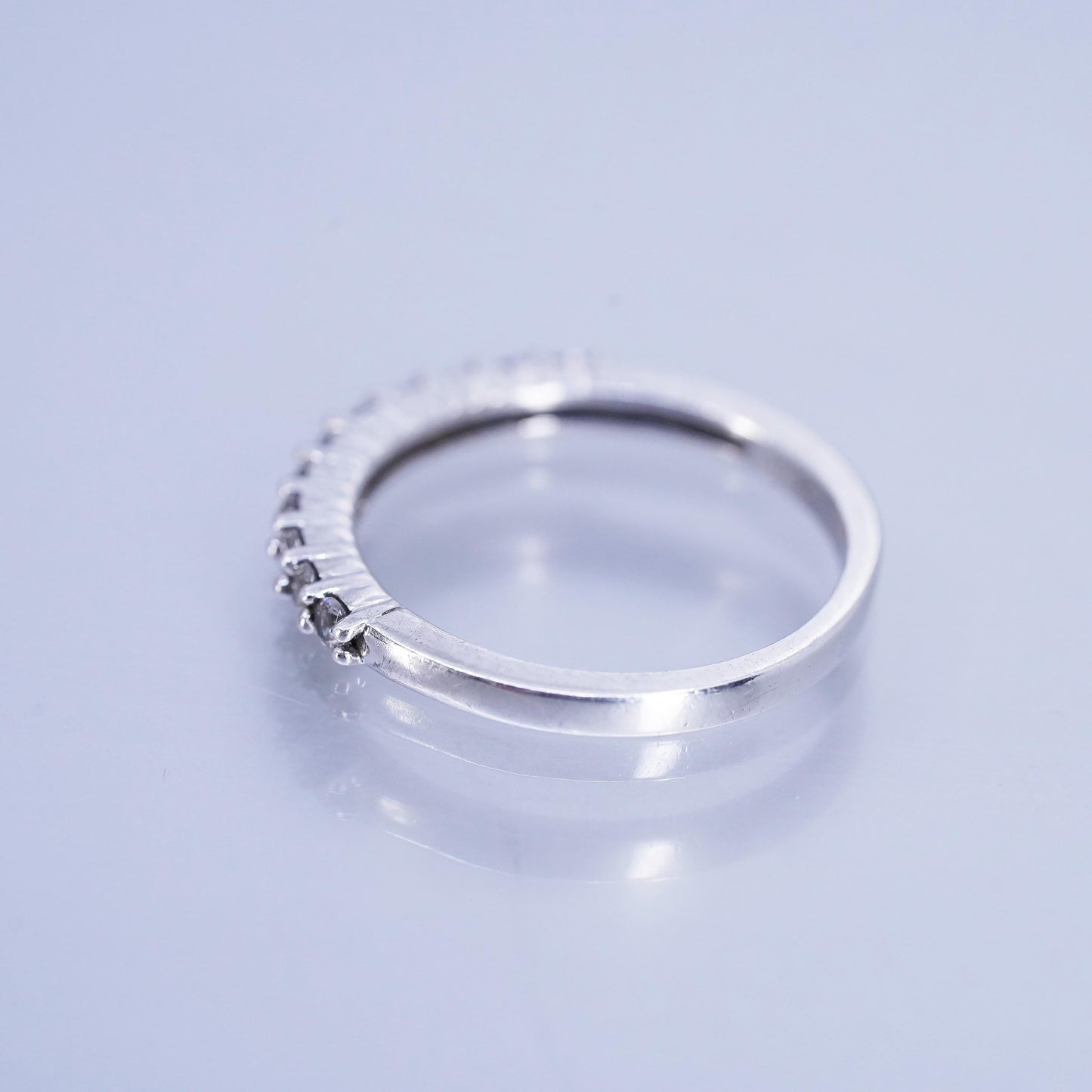 Size 7, vintage Sterling 925 silver wedding ring, Cz band