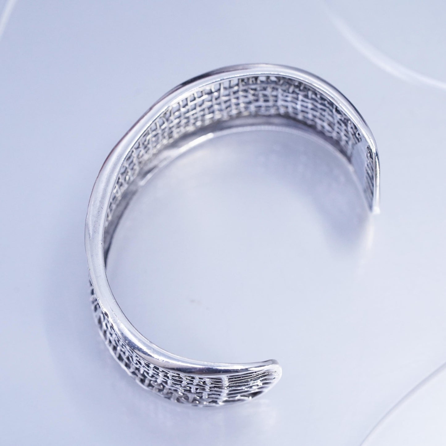 6.5”, Silpada 925 Sterling Silver Woven Mesh Open Cuff Bracelet Vintage
