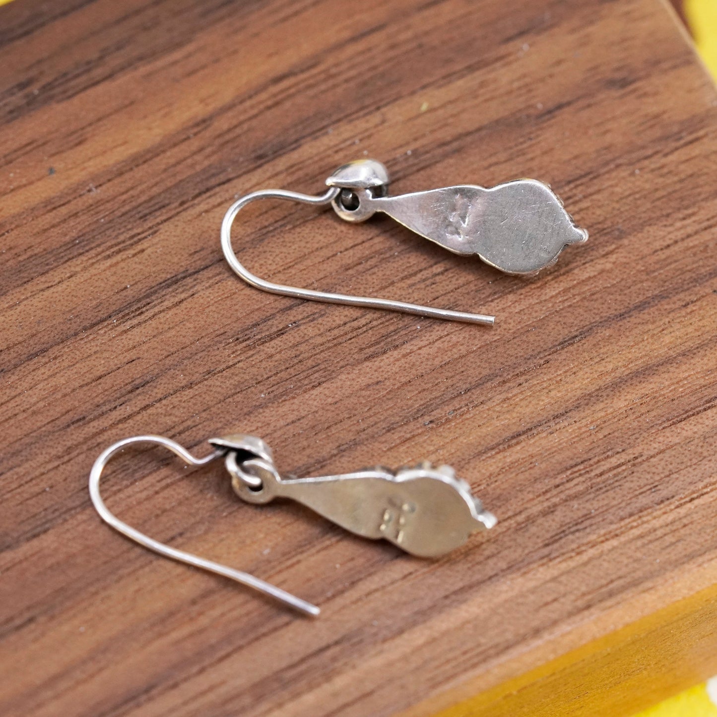 Vintage handmade sterling 925 silver leafy earrings with beads