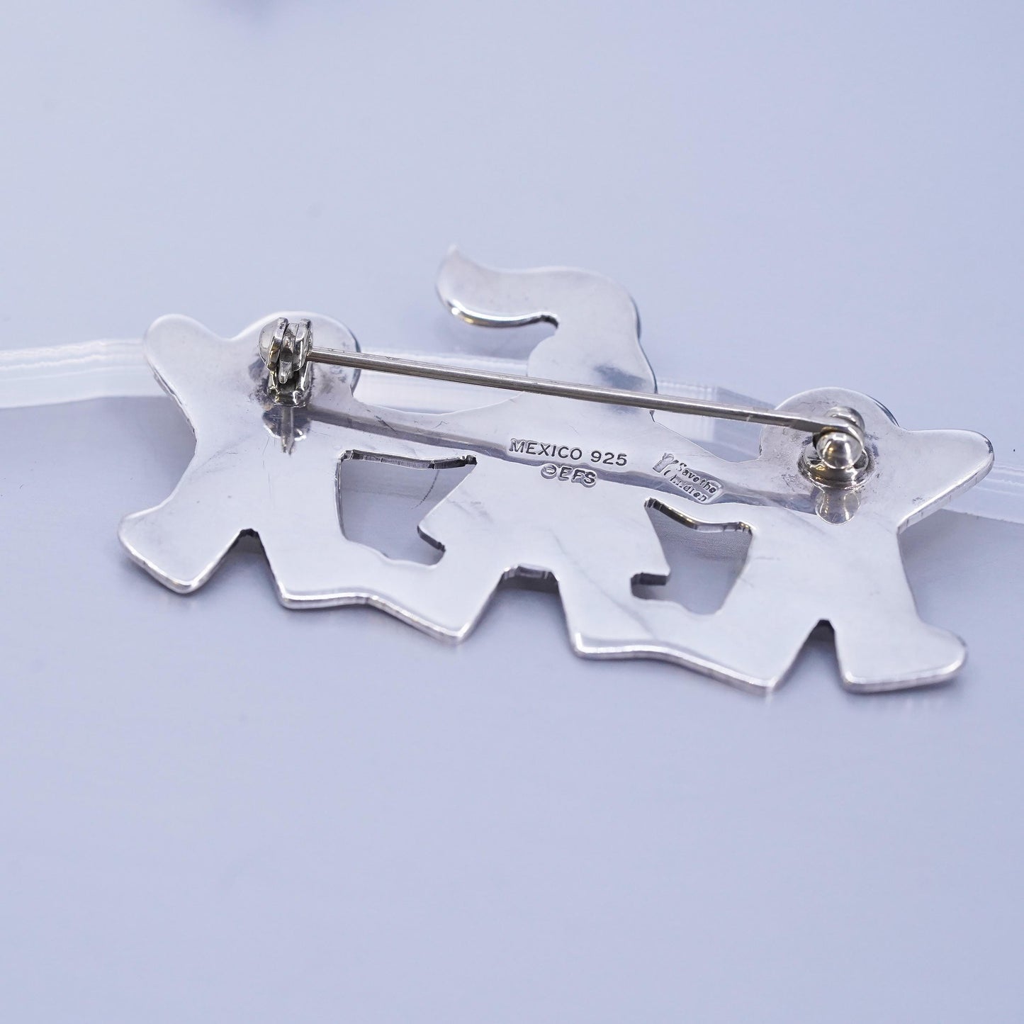 Antique sterling silver handmade brooch, 925 save the children