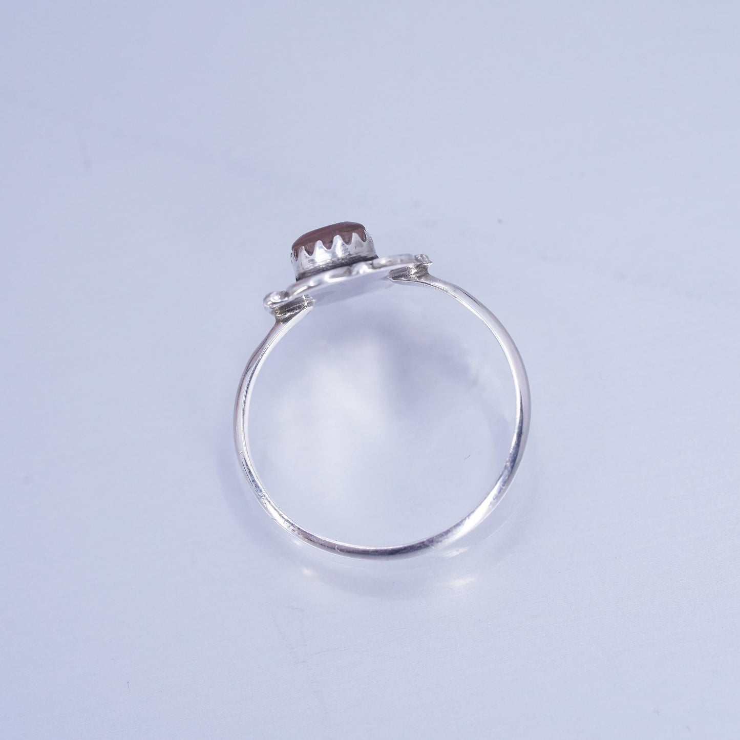 Size 7, Vintage Sterling 925 silver handmade ring with pink mother of pearl