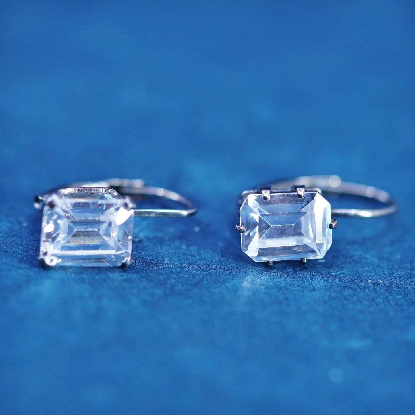Vintage Sterling silver handmade earrings, 925 hooks with crystal drops