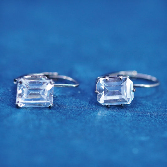 Vintage Sterling silver handmade earrings, 925 hooks with crystal drops
