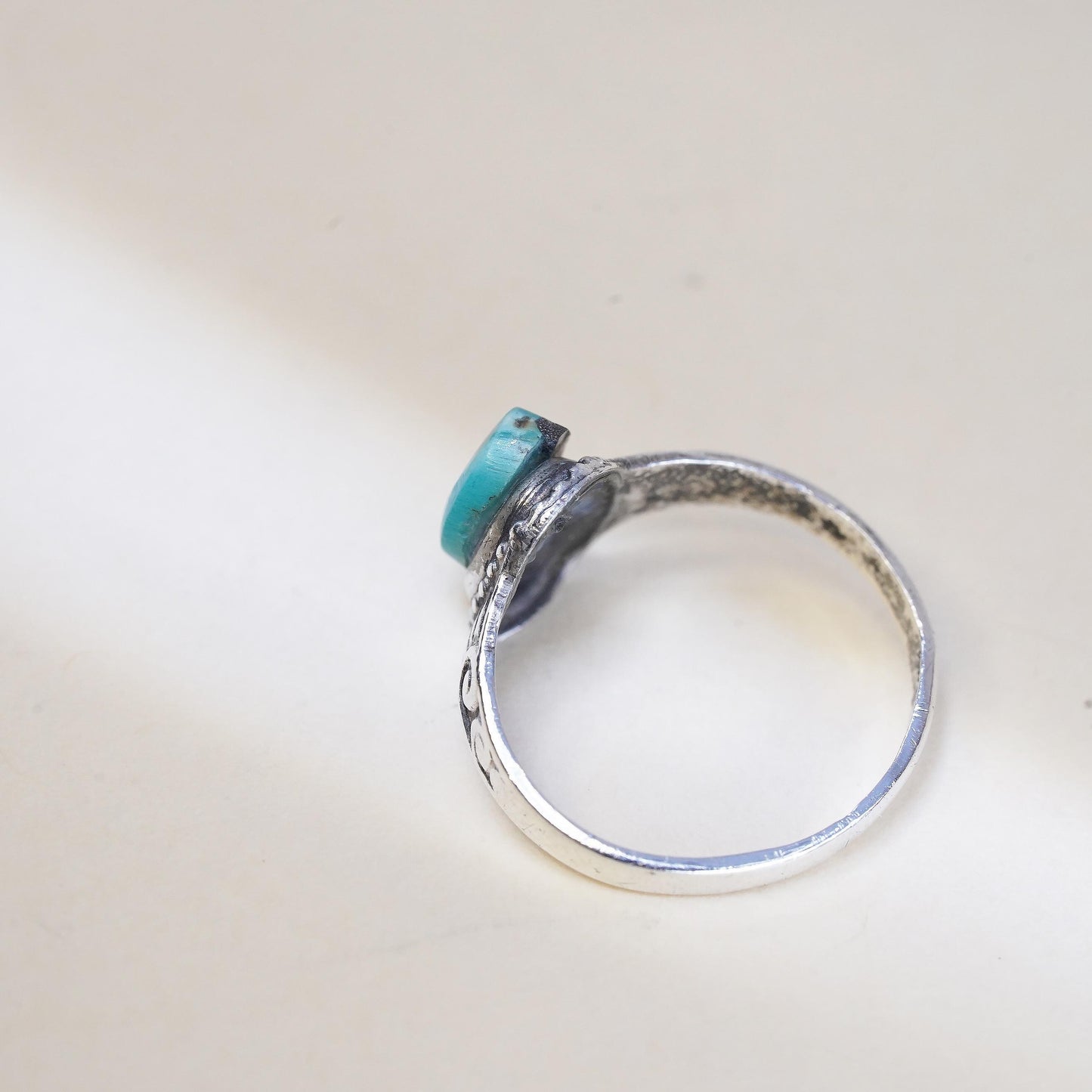 Size 2.75, Native American southwestern sterling silver ring, 925 turquoise